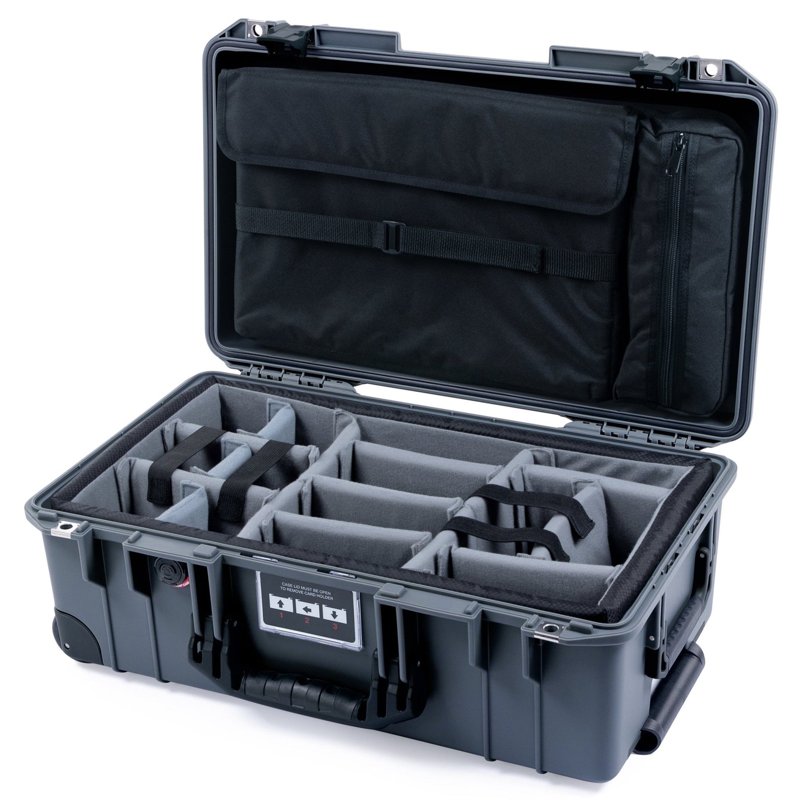 Pelican 1535 Air Carry-on Case - Charcoal & Black Trolley - Padded Microfiber Dividers / Computer Lid Pouch