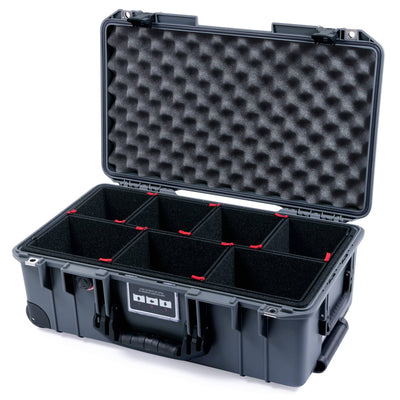 Pelican 1535 Air Case, Charcoal with Black Handles, Push-Button Latches & Trolley TrekPak Divider System with Convoluted Lid Foam ColorCase 015350-0020-520-110-110