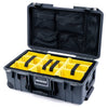 Pelican 1535 Air Case, Charcoal with Black Handles, Push-Button Latches & Trolley Yellow Padded Microfiber Dividers with Mesh Lid Organizer ColorCase 015350-0110-520-110-110