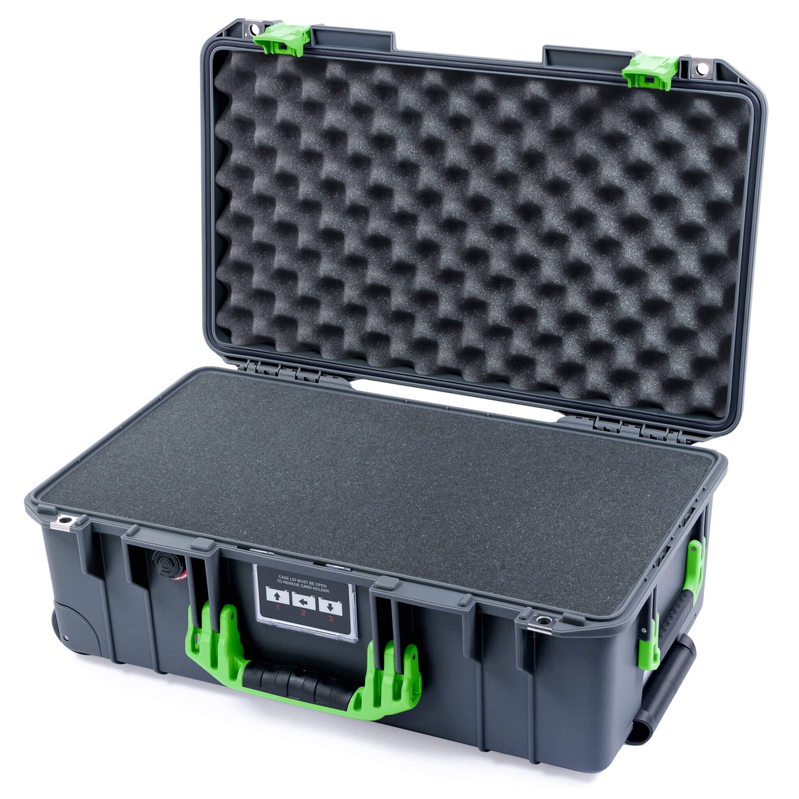 Pelican 1535 Air Carry - on Case - Charcoal & Lime Green - Pick & Pluck Foam / Convoluted Lid Foam