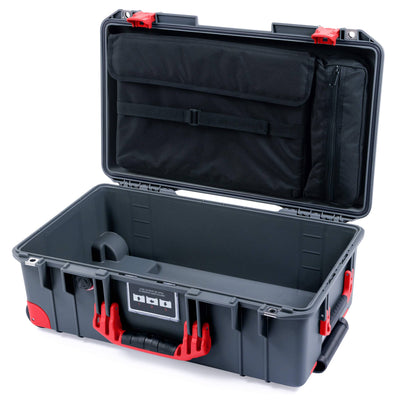 Pelican 1535 Air Case, Charcoal with Red Handles, Push-Button Latches & Trolley Computer Pouch Only ColorCase 015350-0200-520-320-320