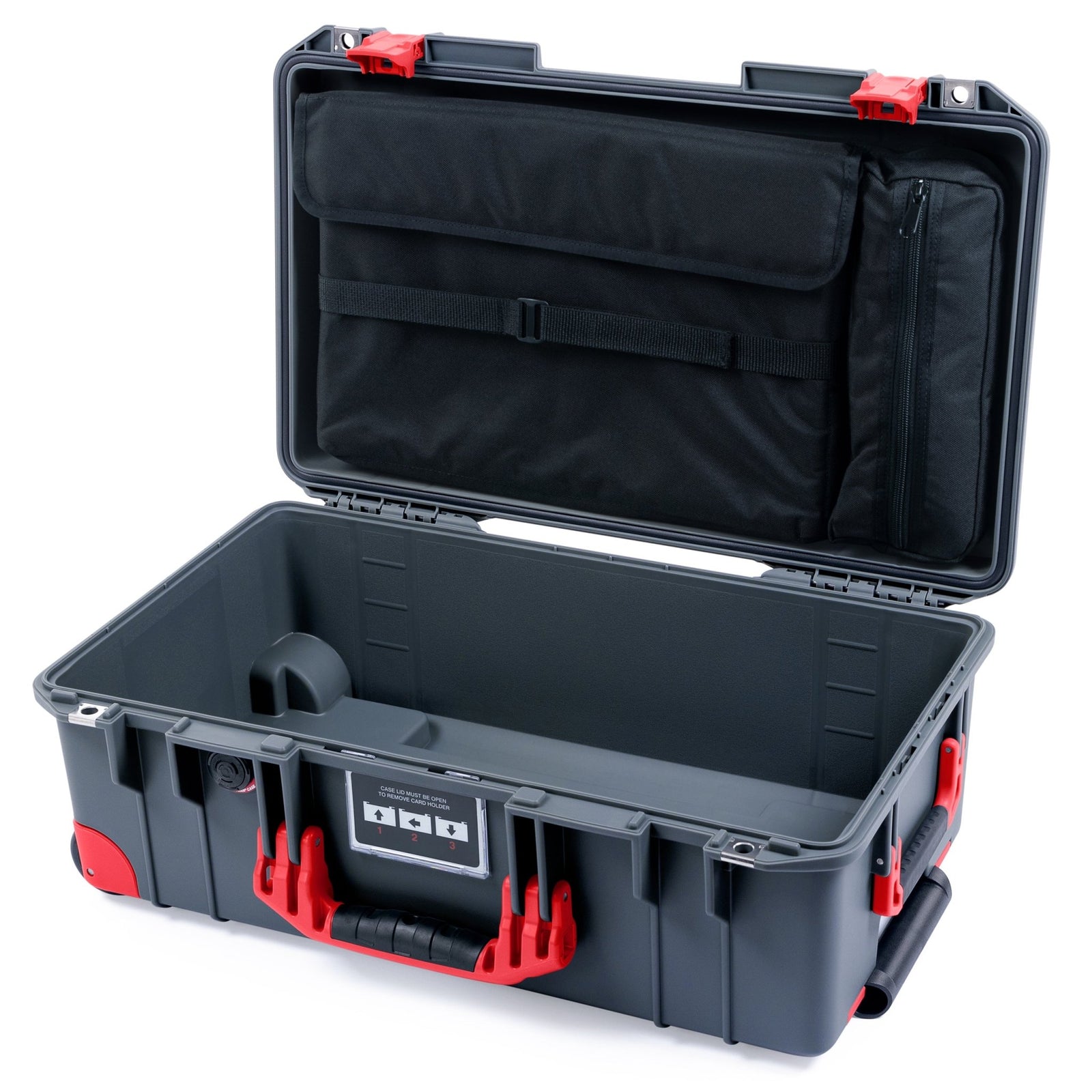 Pelican 1535 Air Carry - on Case - Charcoal & Red Trolley - Computer Lid Organizer Only