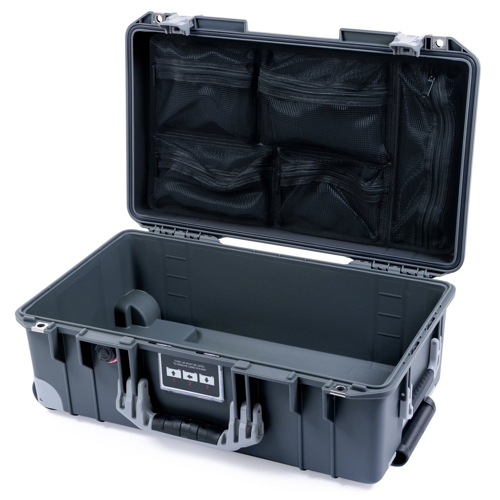 Pelican 1535 Air Carry - on Case - Charcoal & Silver Trolley - Mesh Lid Organizer Only