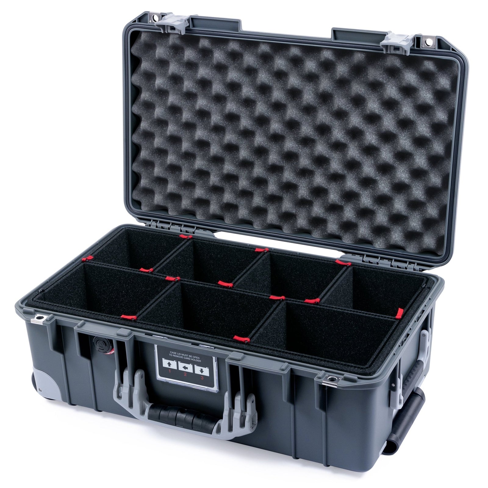 Pelican 1535 Air Carry - on Case - Charcoal & Silver Trolley - TrekPak Divider System / Convoluted Lid Foam