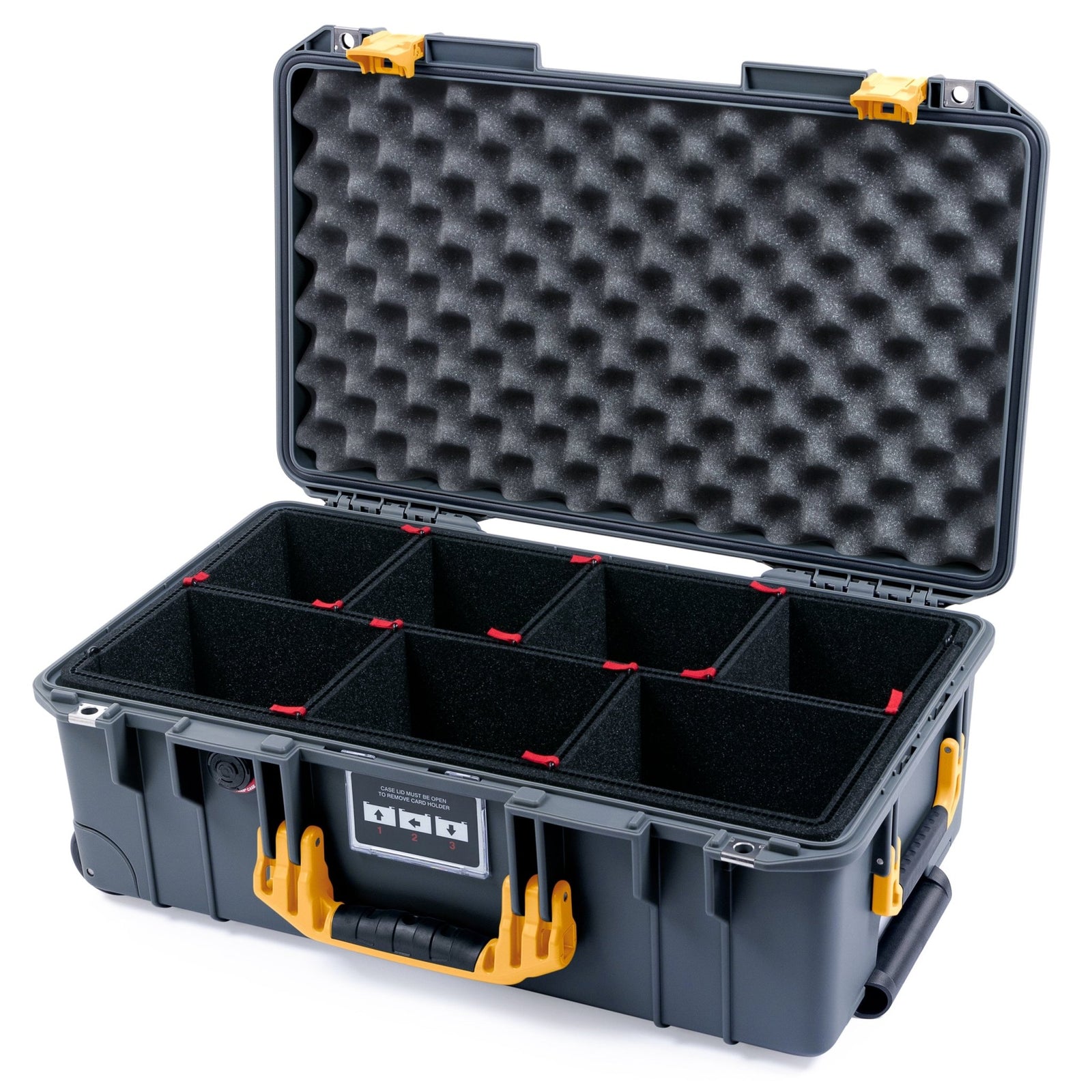 Pelican 1535 Air Carry - on Case - Charcoal & Yellow - TrekPak Divider System / Convoluted Lid Foam