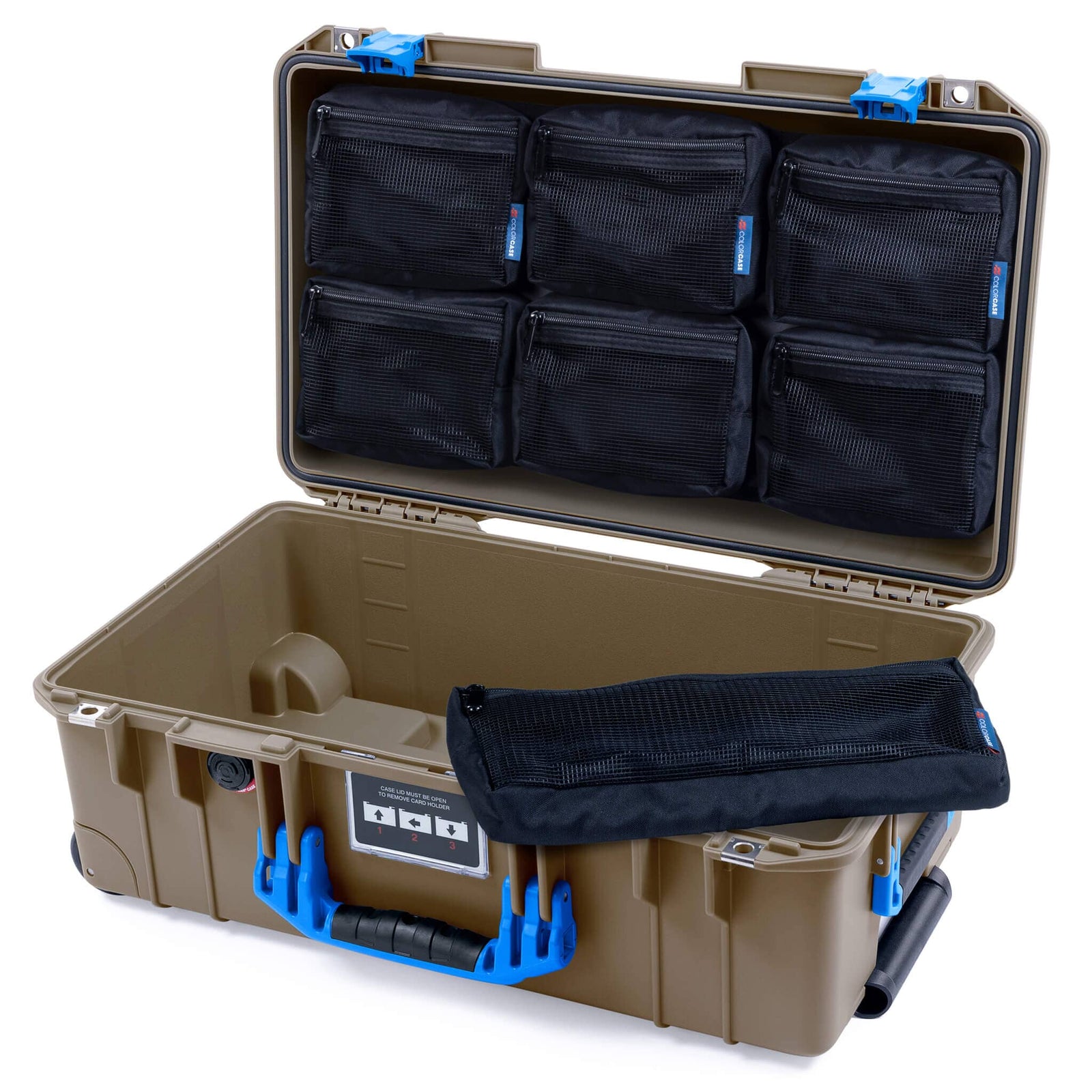 Pelican 1535 Air Carry-on Case - Dark Desert Dirt & Blue - 7-Piece Removable Mesh Pouches Only