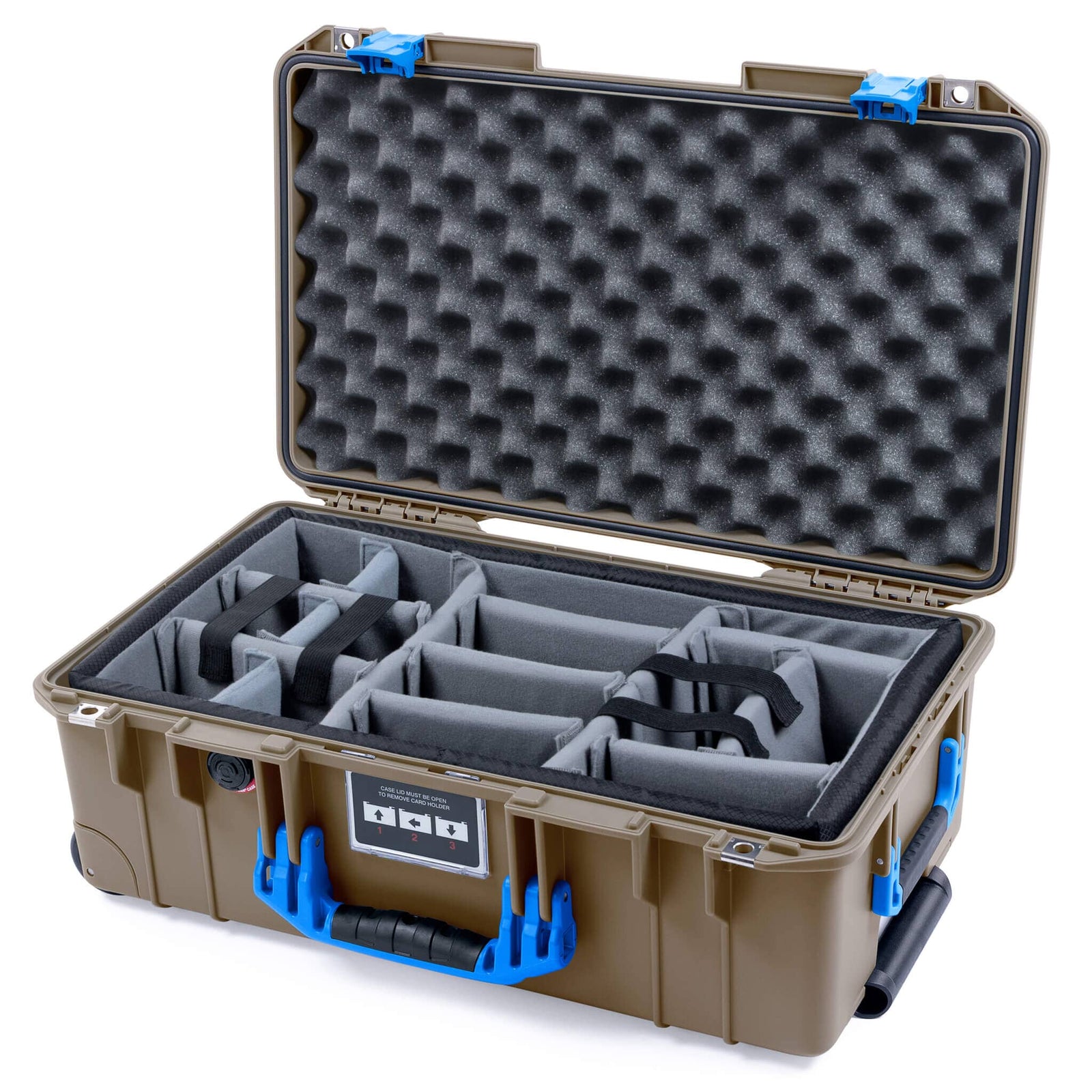 Pelican 1535 Air Carry-on Case - Dark Desert Dirt & Blue - Padded Microfiber Dividers / Convoluted Lid Foam