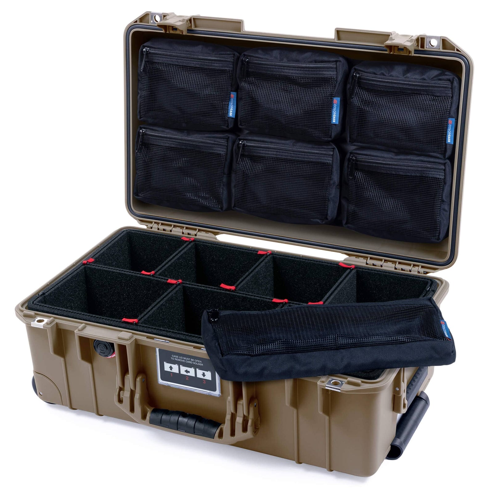 Pelican 1535 Air Case, Dark Desert Dirt TrekPak Divider System with 7-Piece Removable Mesh Pouches ColorCase 015350-0720-580-581