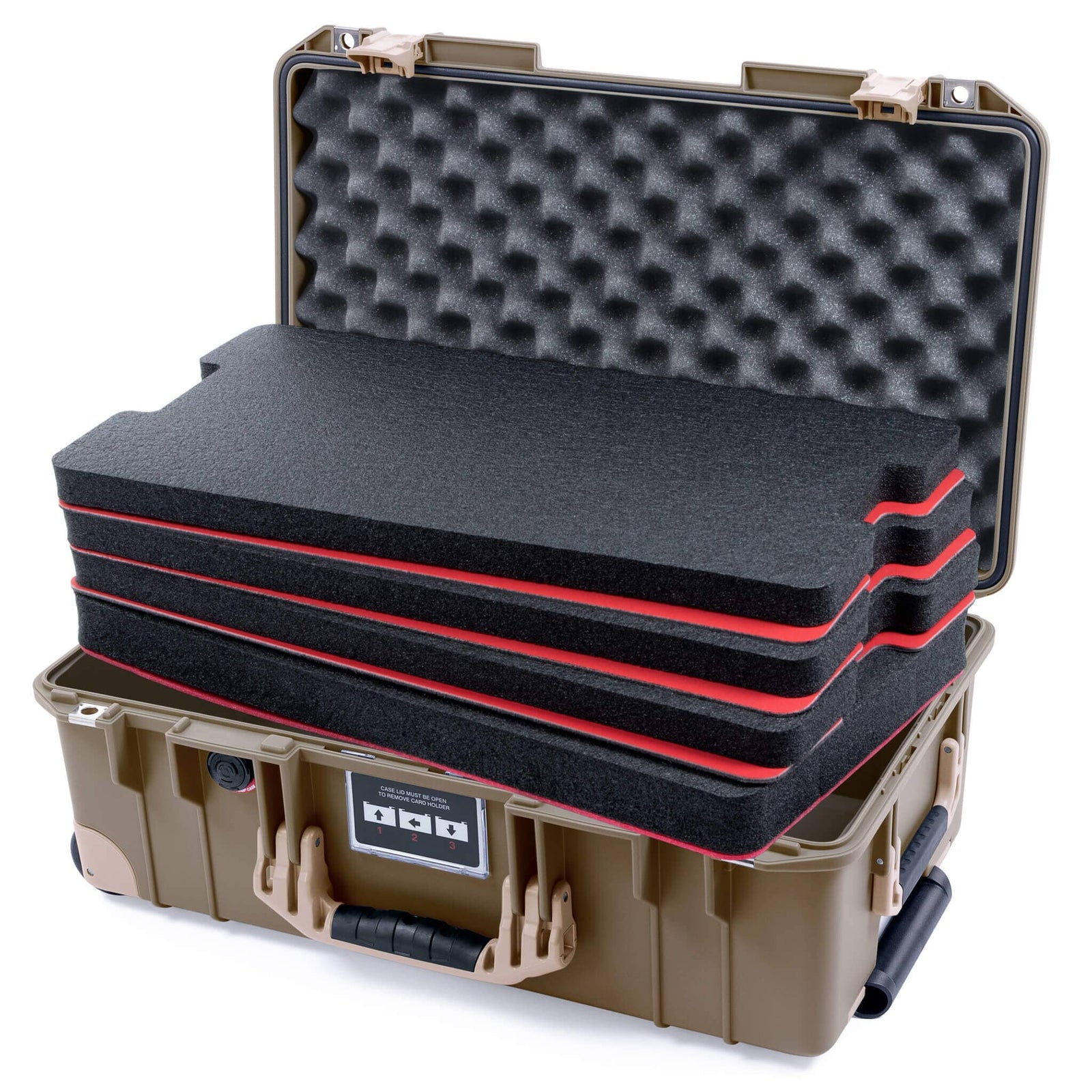 Pelican 1535 Air Case, Dark Desert Dirt with Desert Tan Handles, Latches & Trolley Custom Tool Kit (4 Foam Inserts with Convoluted Lid Foam) ColorCase 015350-0060-580-311-310