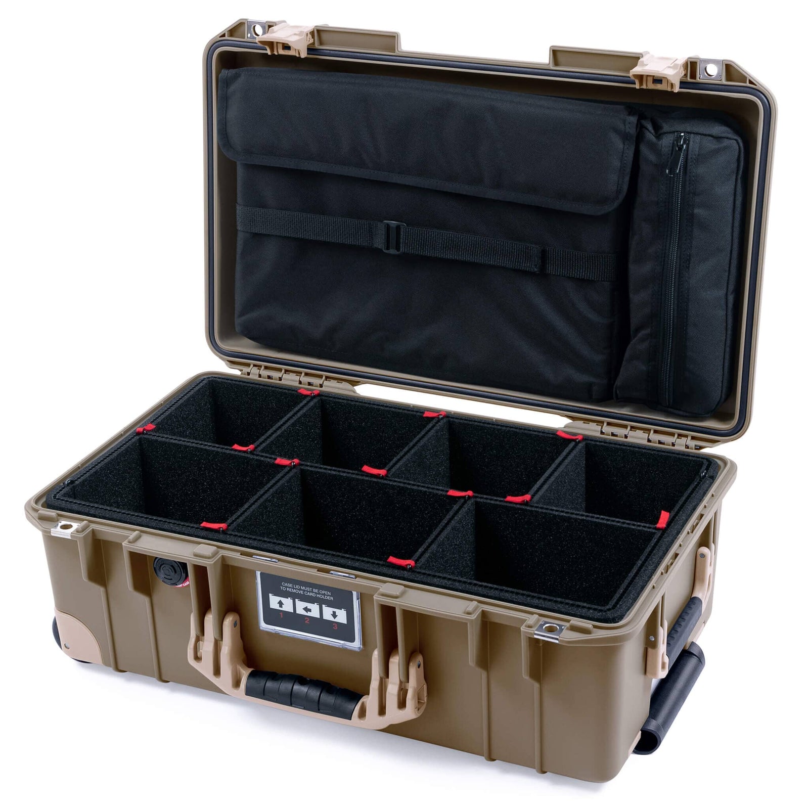 Pelican 1535 Air Case, Dark Desert Dirt with Desert Tan Handles, Latches & Trolley TrekPak Divider System with Computer Pouch ColorCase 015350-0220-580-311-310