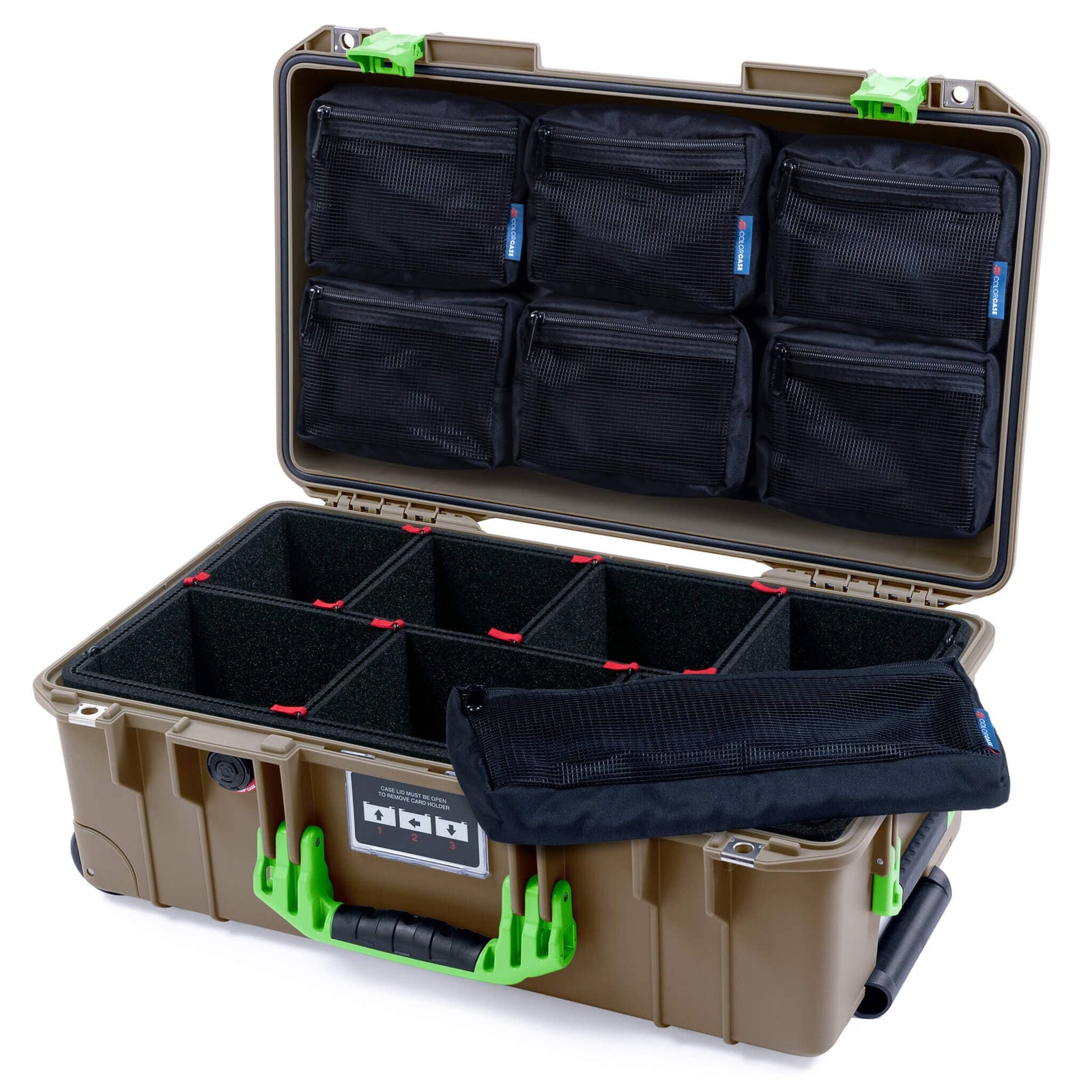 Pelican 1535 Air Carry-on Case - Dark Desert Dirt & Lime Green