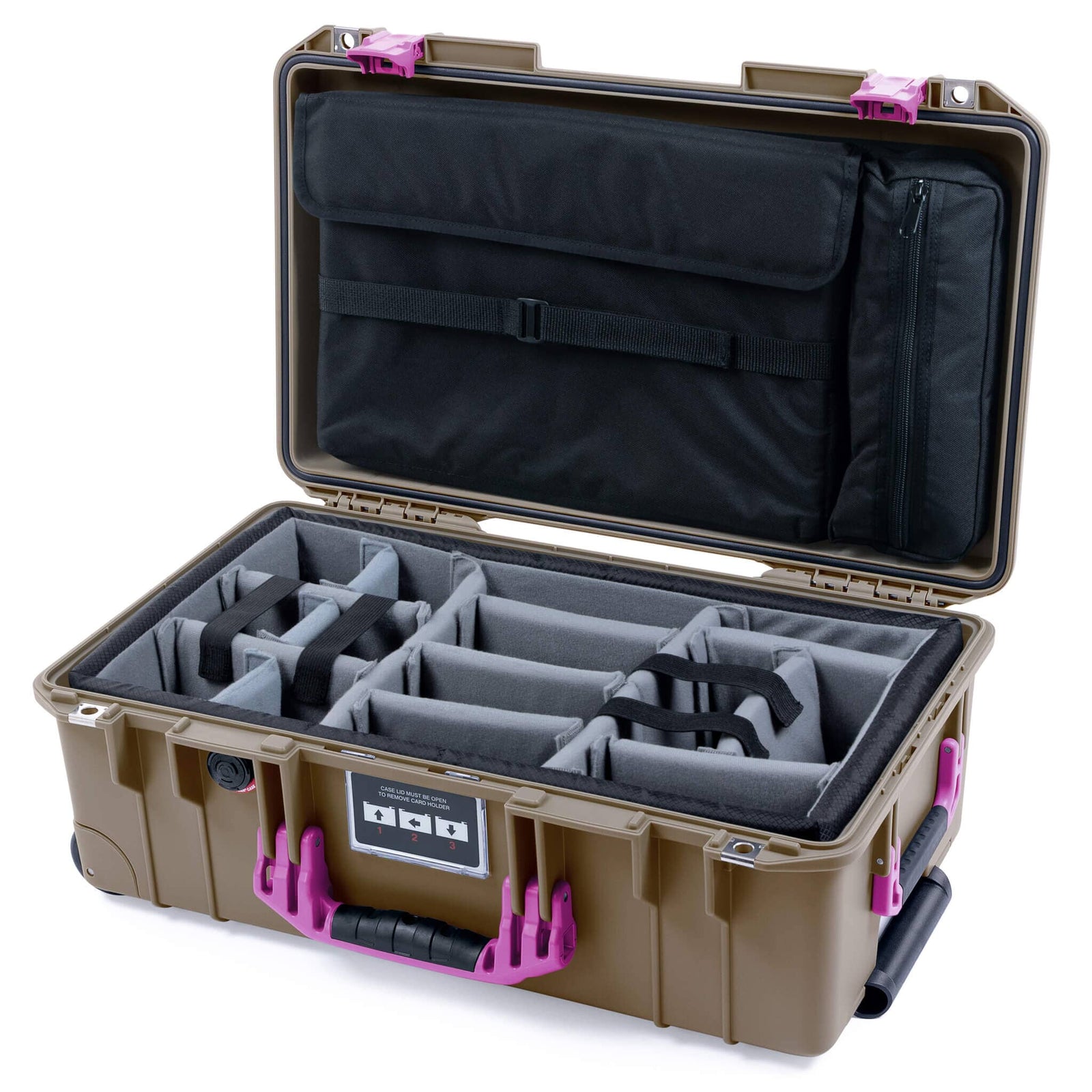 Pelican 1535 Air Case, Dark Desert Dirt with Magenta Handles & Latches ColorCase