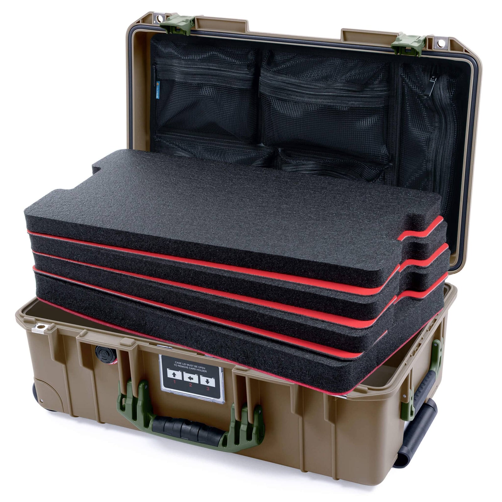 Pelican 1535 Air Case, Dark Desert Dirt with OD Green Handles & Latches ColorCase
