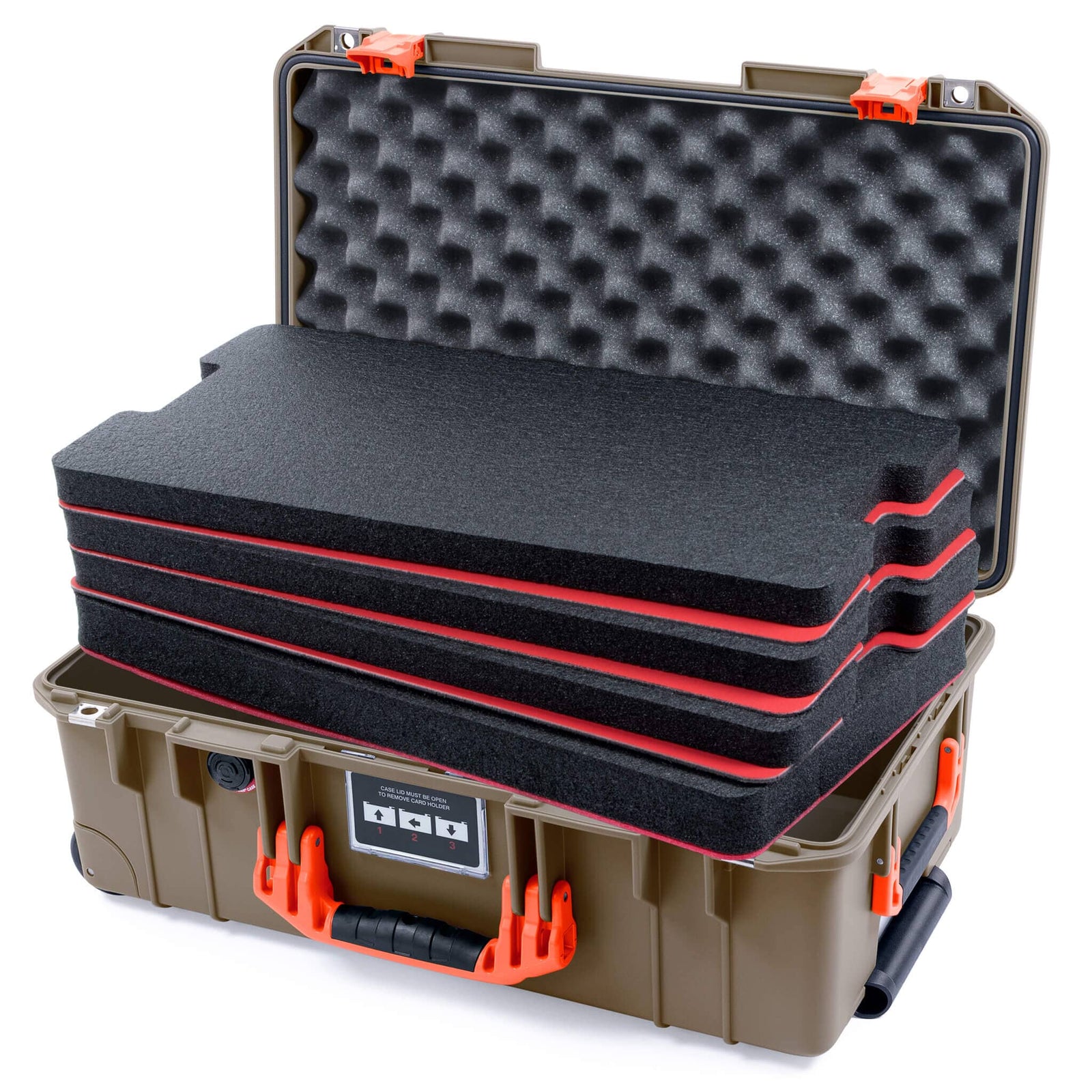 Pelican 1535 Air Case, Dark Desert Dirt with Orange Handles & Latches Custom Tool Kit (4 Foam Inserts with Convoluted Lid Foam) ColorCase 015350-0060-580-151