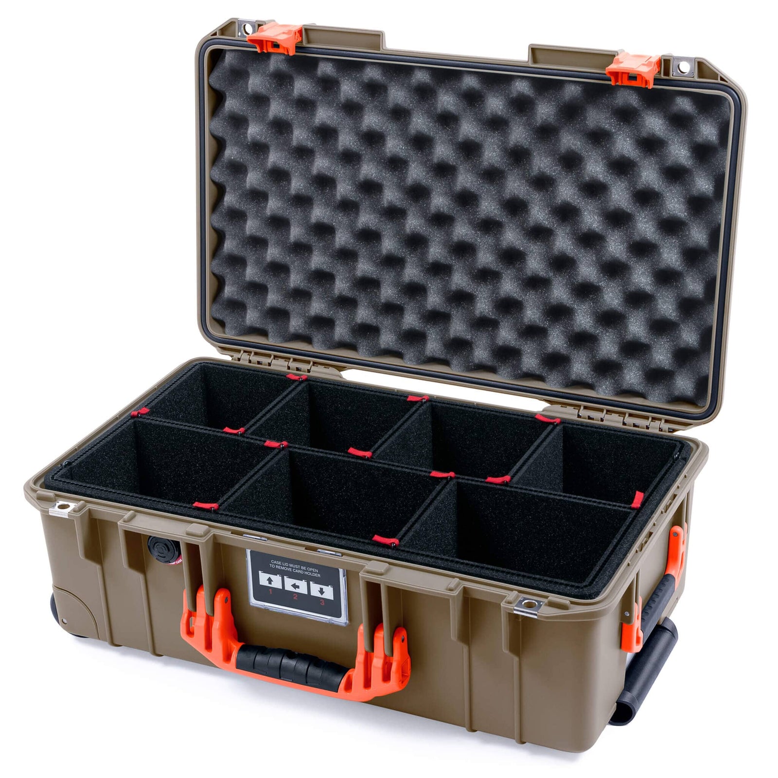 Pelican 1535 Air Case, Dark Desert Dirt with Orange Handles & Latches TrekPak Divider System with Convoluted Lid Foam ColorCase 015350-0020-580-151