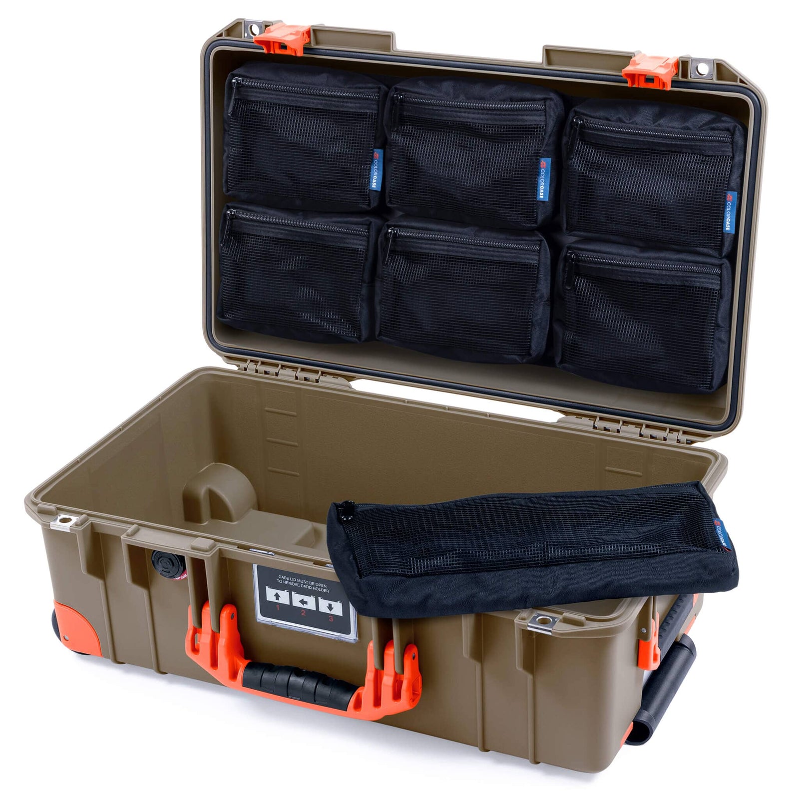 Pelican 1535 Air Carry-on Case - Dark Desert Dirt & Orange Trolley