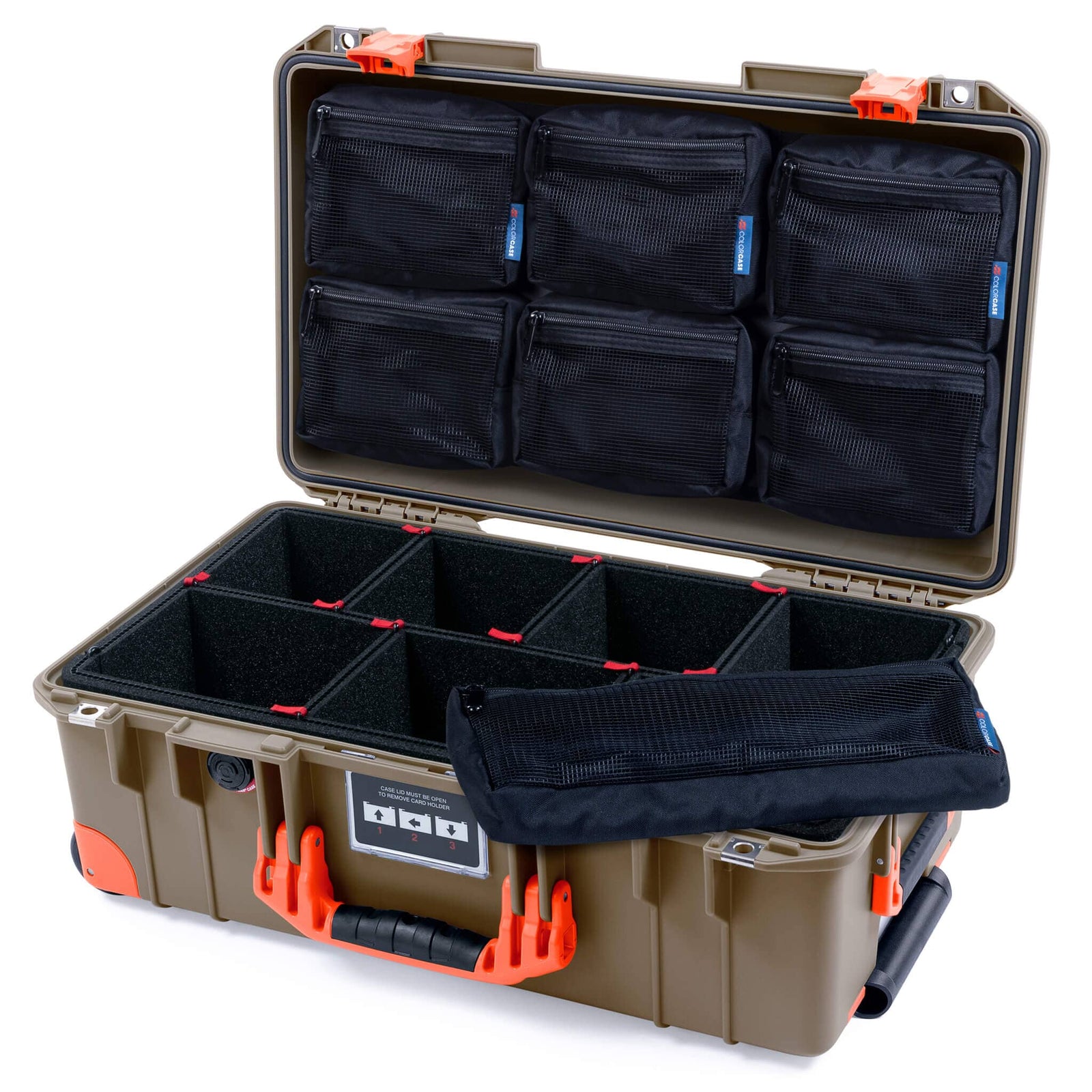 Pelican 1535 Air Carry-on Case - Dark Desert Dirt & Orange Trolley