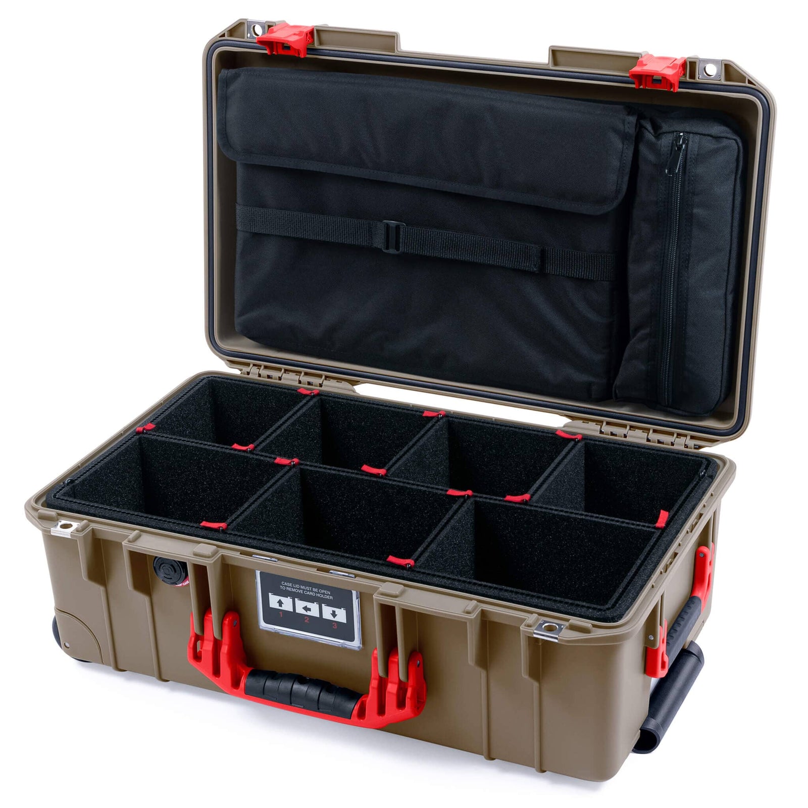 Pelican 1535 Air Case, Dark Desert Dirt with Red Handles & Latches TrekPak Divider System with Computer Pouch ColorCase 015350-0220-580-321