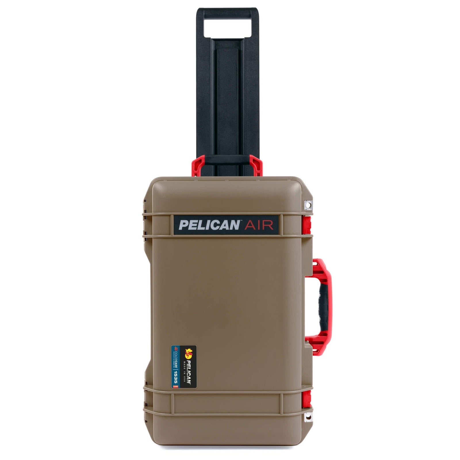 Pelican 1535 Air Case, Dark Desert Dirt with Red Handles, Latches & Trolley ColorCase