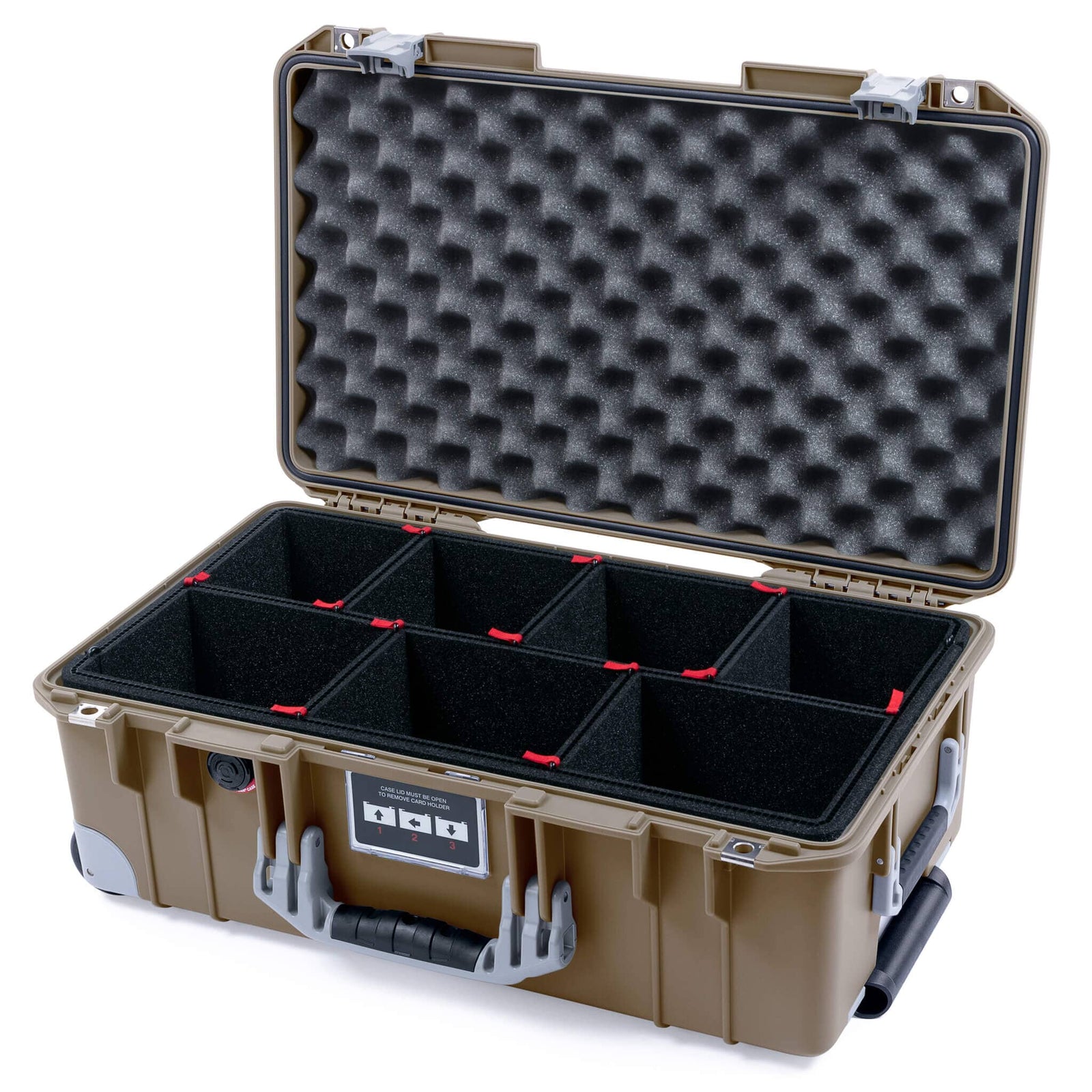 Pelican 1535 Air Carry - on Case - Dark Desert Dirt & Silver Trolley - TrekPak Divider System / Convoluted Lid Foam
