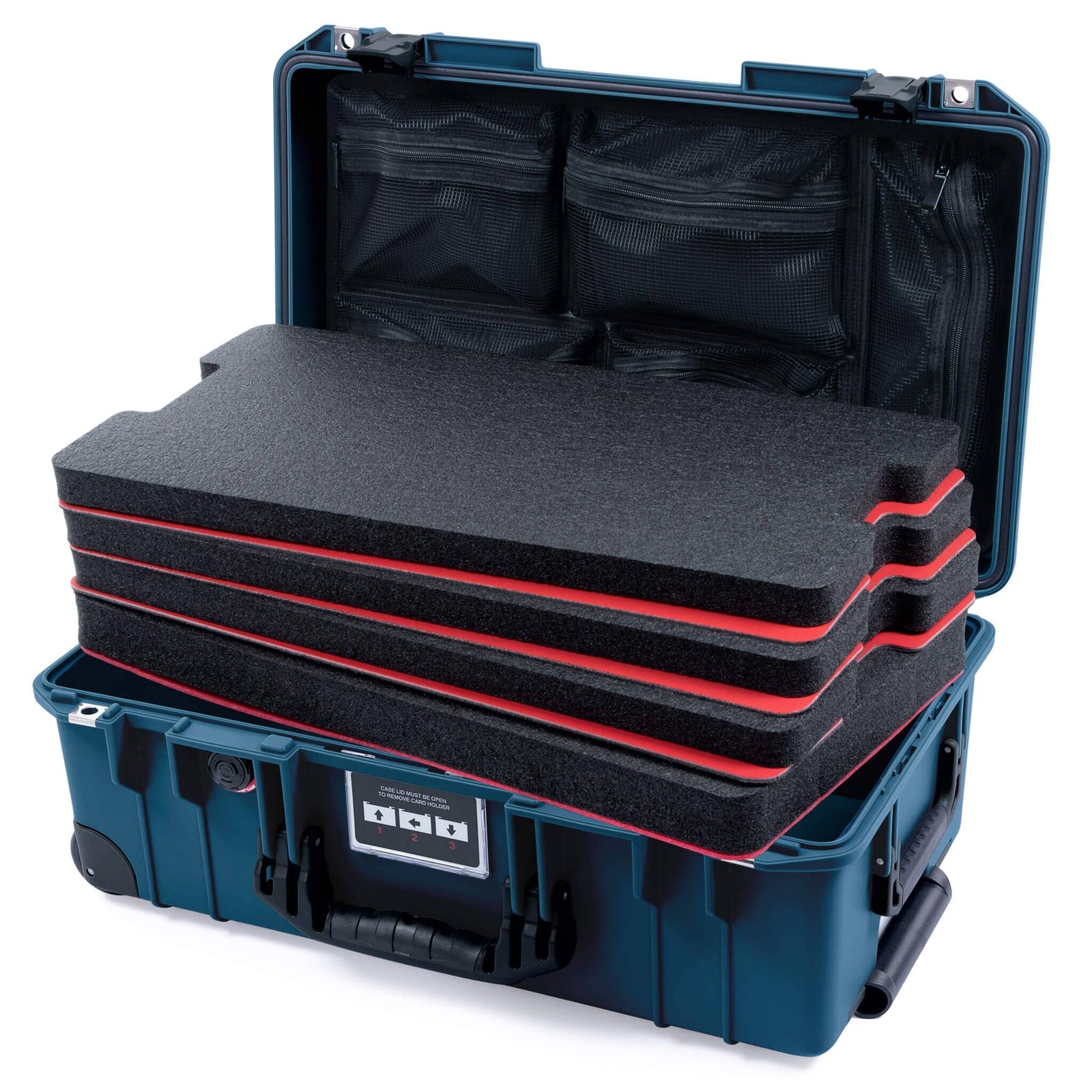 Pelican 1535 Air Carry-on Case - Deep Pacific & Black Trolley - DIY Tool Kit / Mesh Lid Organizer