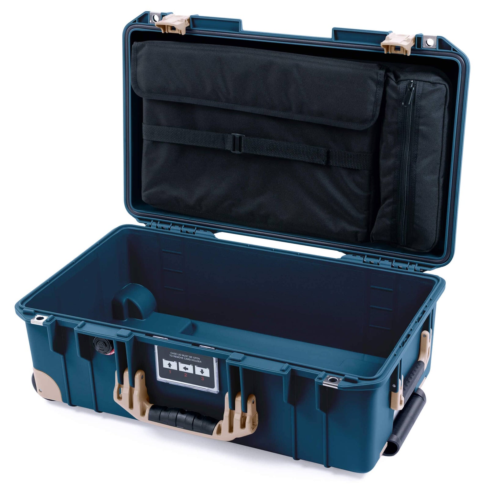 Pelican 1535 Air Carry-on Case - Deep Pacific & Desert Tan Trolley - Computer Lid Pouch Only