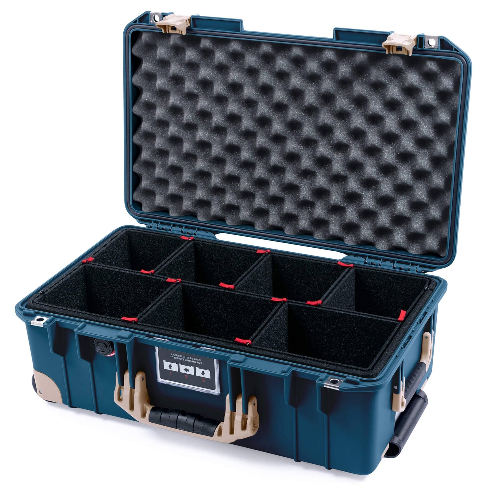 Pelican 1535 Air Carry-on Case - Deep Pacific & Desert Tan Trolley - TrekPak Divider System / Convoluted Lid Foam