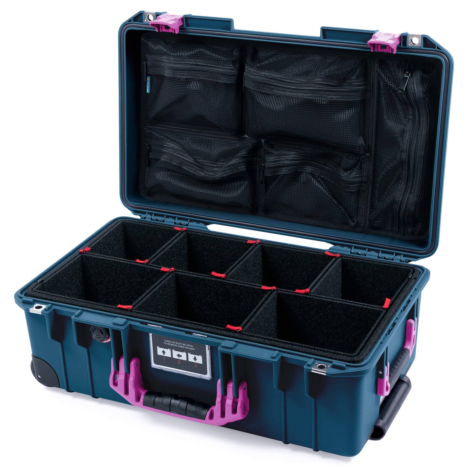 Pelican 1535 Air Carry-on Case - Deep Pacific & Magenta - TrekPak Divider System / Computer Lid Pouch