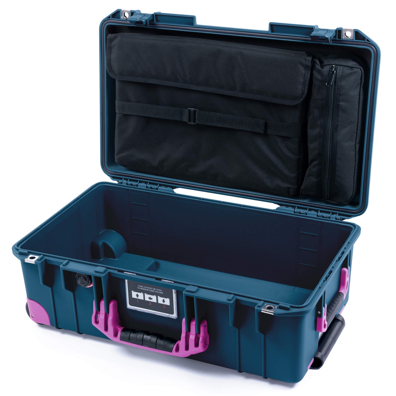Pelican 1535 Air Case, Deep Pacific with Magenta Handles, Latches & Trolley Laptop Computer Lid Pouch Only ColorCase 015350-0200-550-401-400