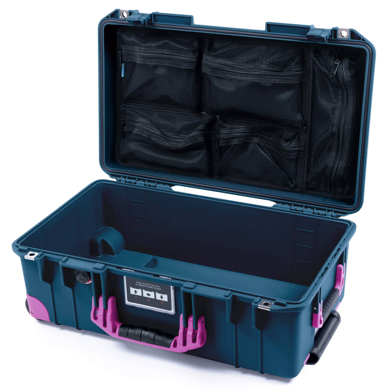 Pelican 1535 Air Carry-on Case - Deep Pacific & Magenta Trolley - Mesh Lid Organizer Only