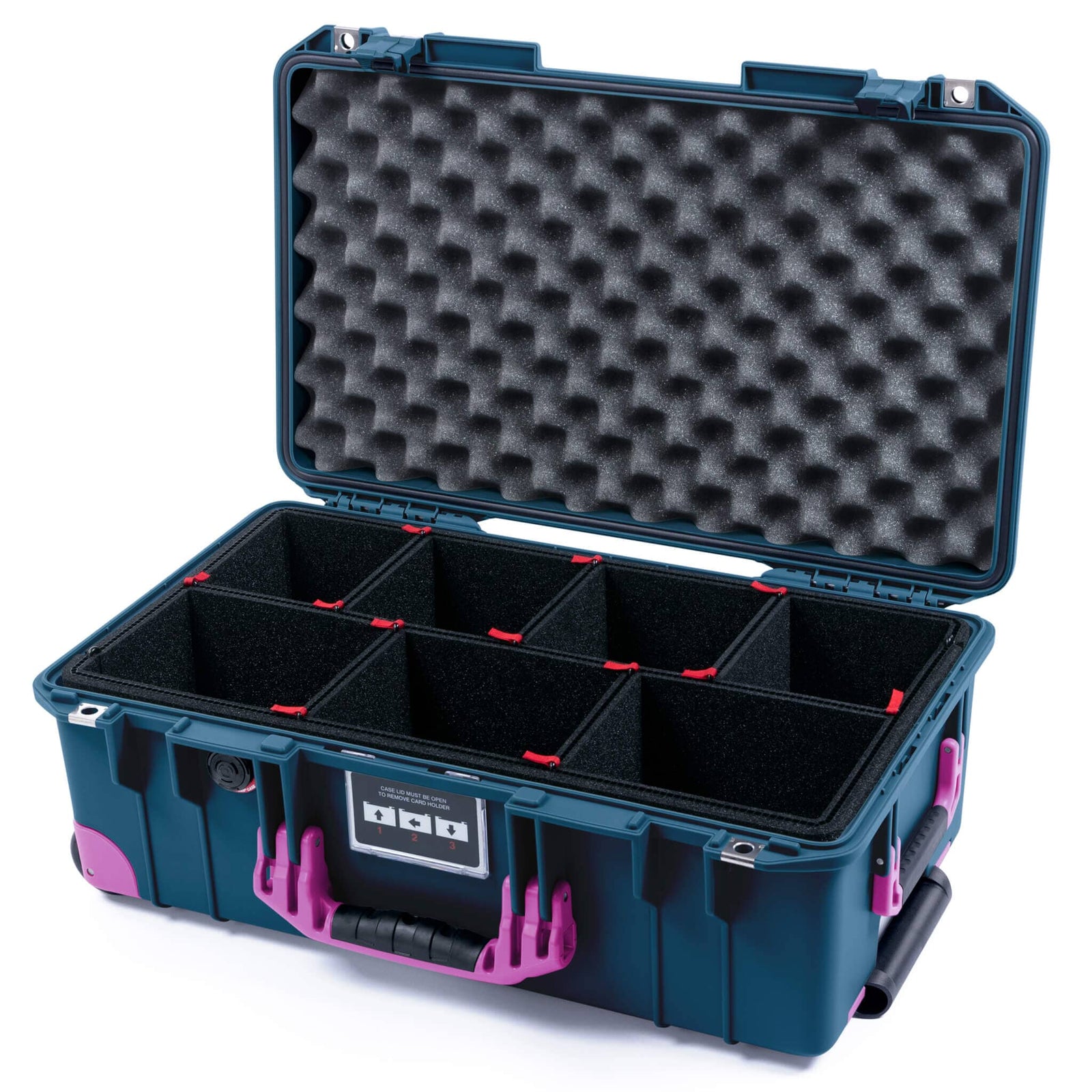 Pelican 1535 Air Carry-on Case - Deep Pacific & Magenta Trolley - TrekPak Divider System / Convoluted Lid Foam