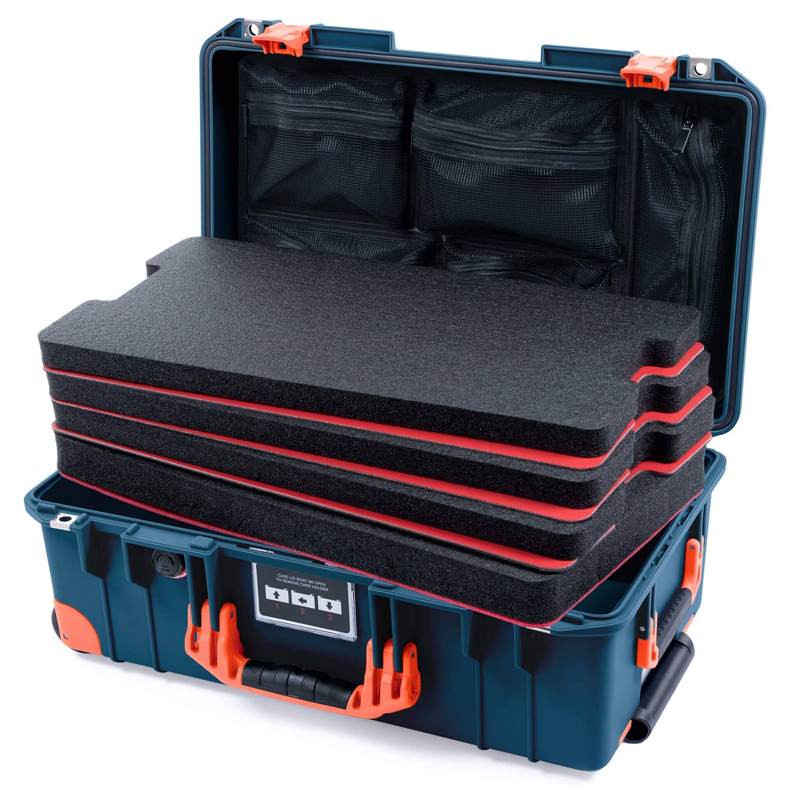 Pelican 1535 Air Carry-on Case - Deep Pacific & Orange Trolley