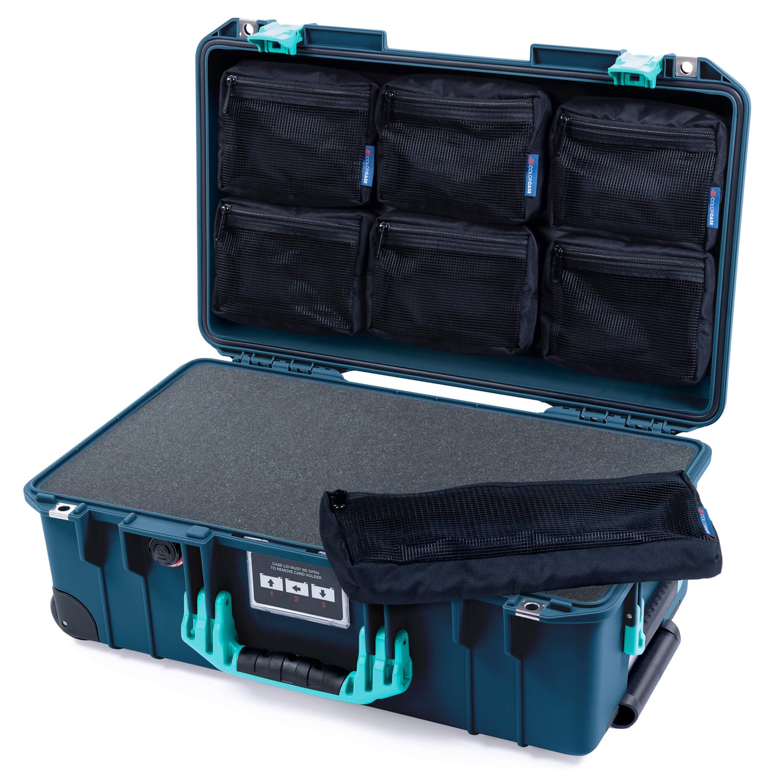 Pelican 1535 Air Carry-on Case - Deep Pacific & Teal - Pick & Pluck Foam / 7-Piece Removable Mesh Pouches