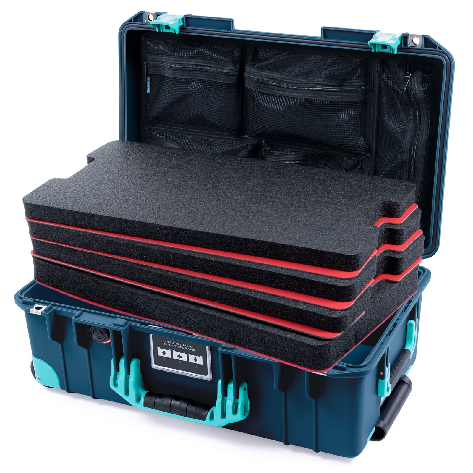 Pelican 1535 Air Carry-on Case - Deep Pacific & Teal Trolley - DIY Tool Kit / Mesh Lid Organizer