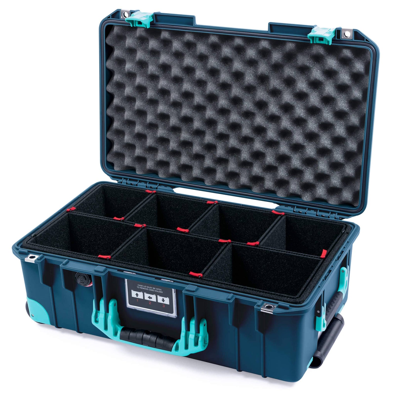 Pelican 1535 Air Carry-on Case - Deep Pacific & Teal Trolley - TrekPak Divider System / Convoluted Lid Foam