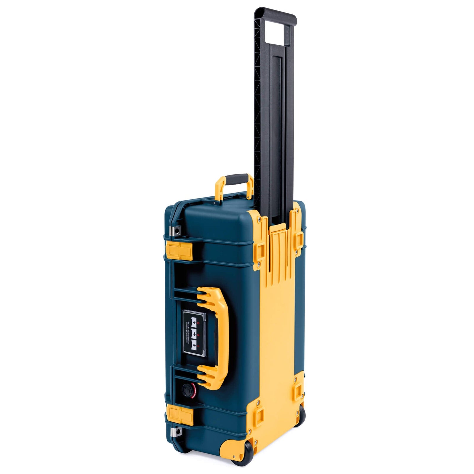 Pelican 1535 Air Case, Deep Pacific with Yellow Handles, Push-Button Latches & Trolley ColorCase