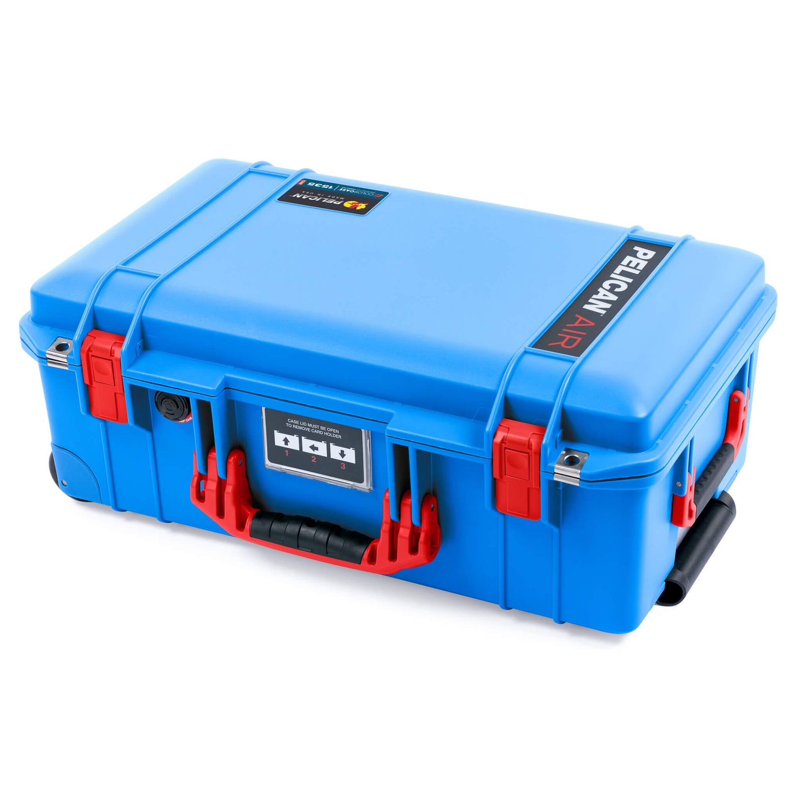 Pelican 1535 Air Case, Electric Blue with Red Handles & Latches ColorCase