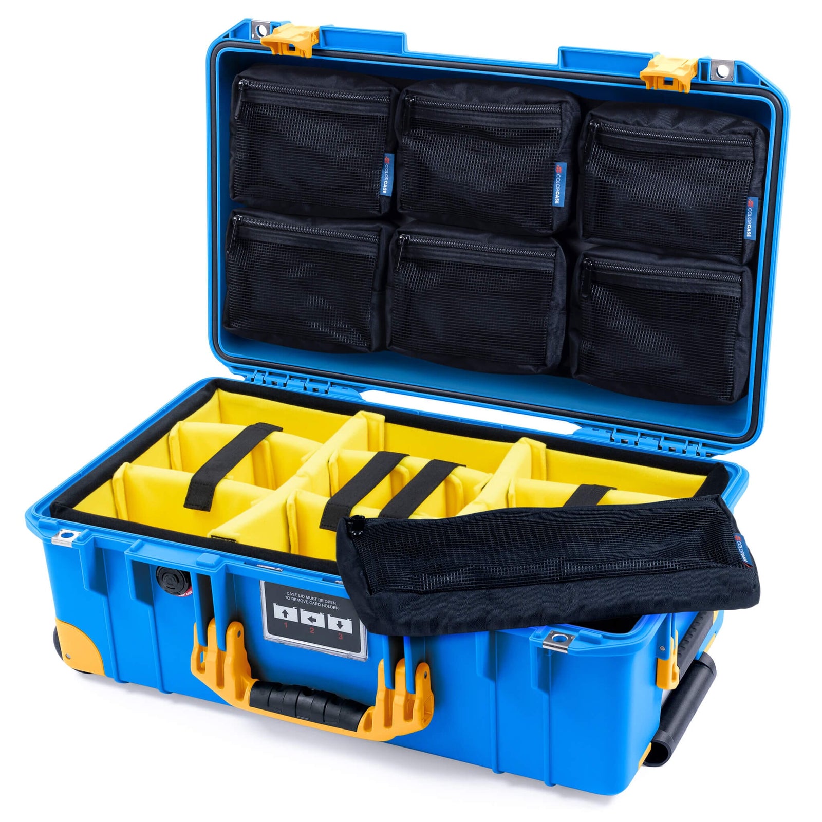 Pelican 1535 Air Carry-on Case - Electric Blue & Yellow Trolley