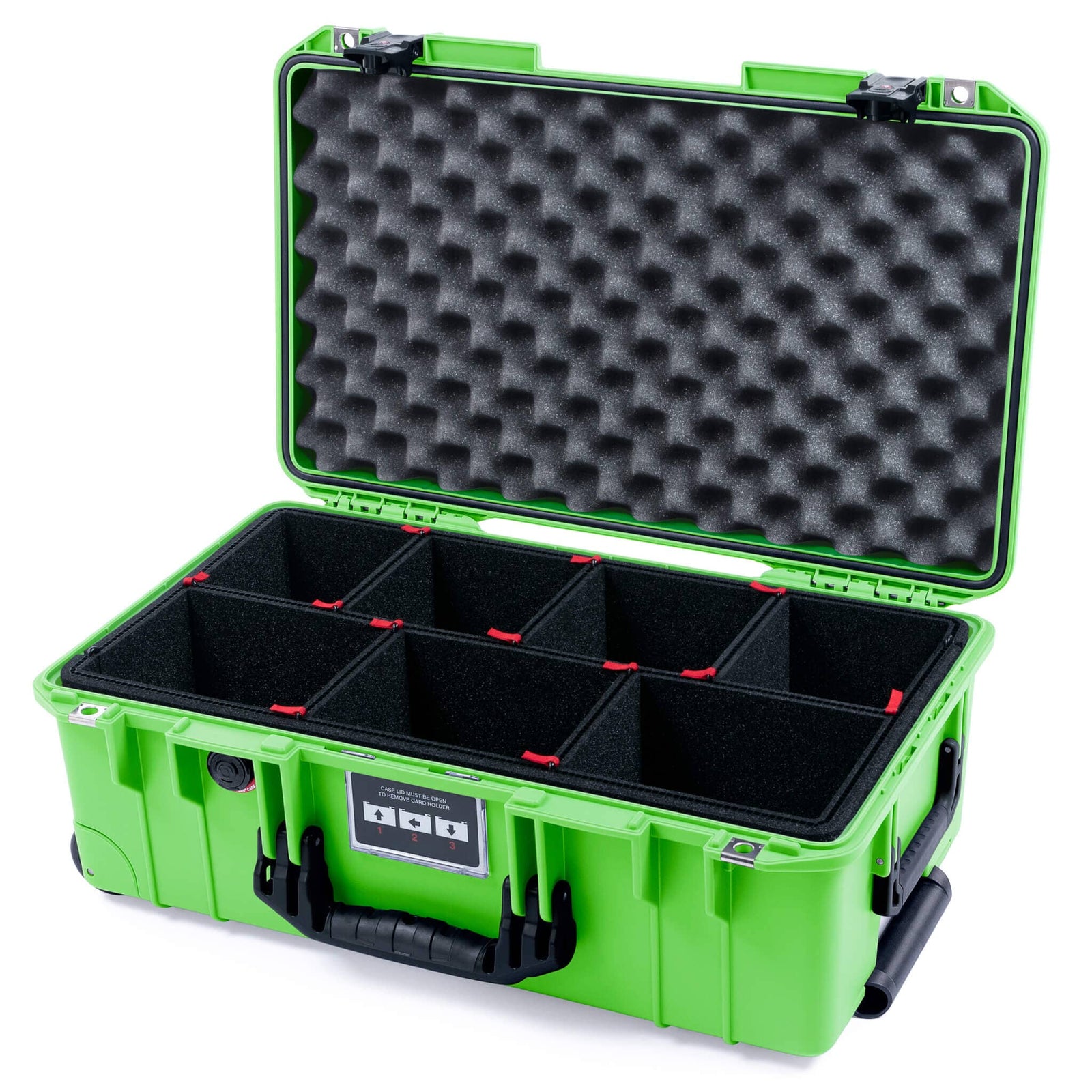 Pelican 1535 Air Carry - on Case - Lime Green & Black TSA Latches - TrekPak Divider System / Convoluted Lid Foam