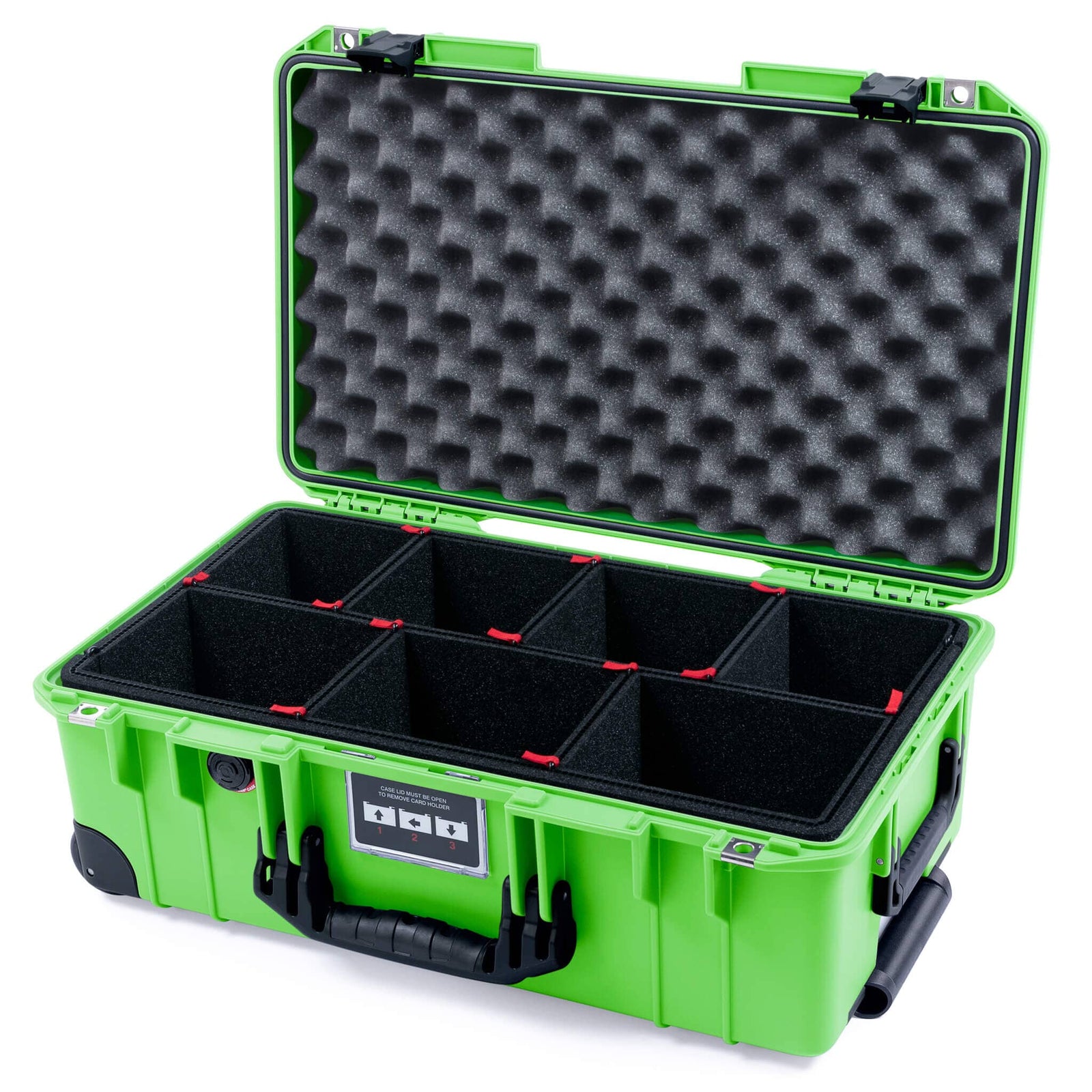 Pelican 1535 Air Carry - on Case - Lime Green & Black Trolley - TrekPak Divider System / Convoluted Lid Foam