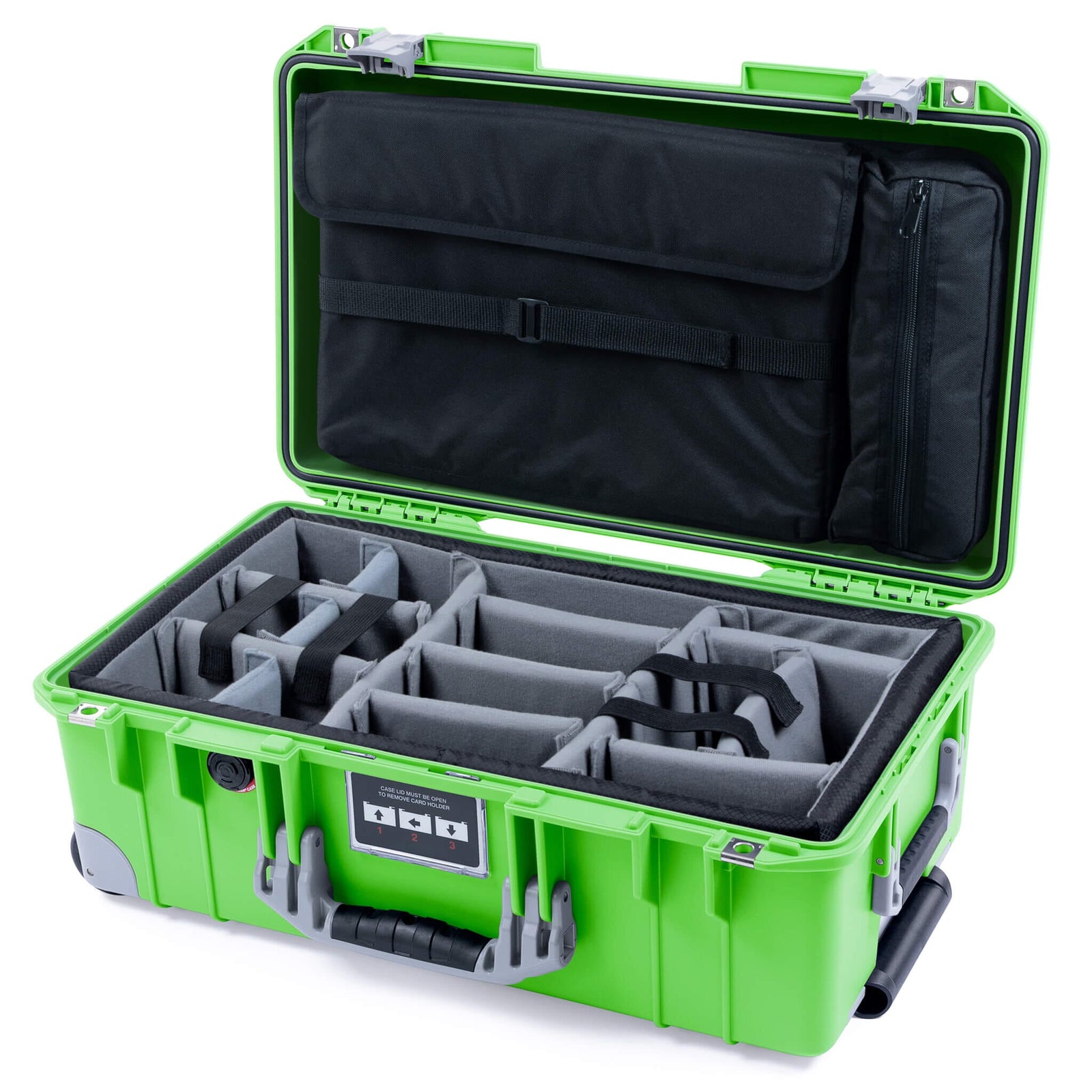 Pelican 1535 Air Carry-on Case - Lime Green & Silver Trolley