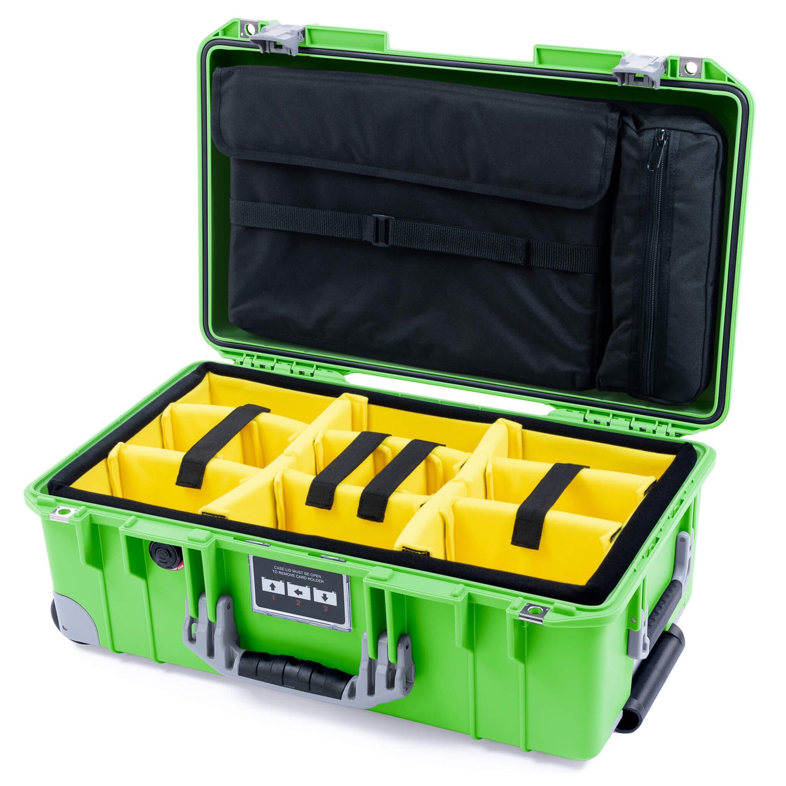 Pelican 1535 Air Carry-on Case - Lime Green & Silver Trolley