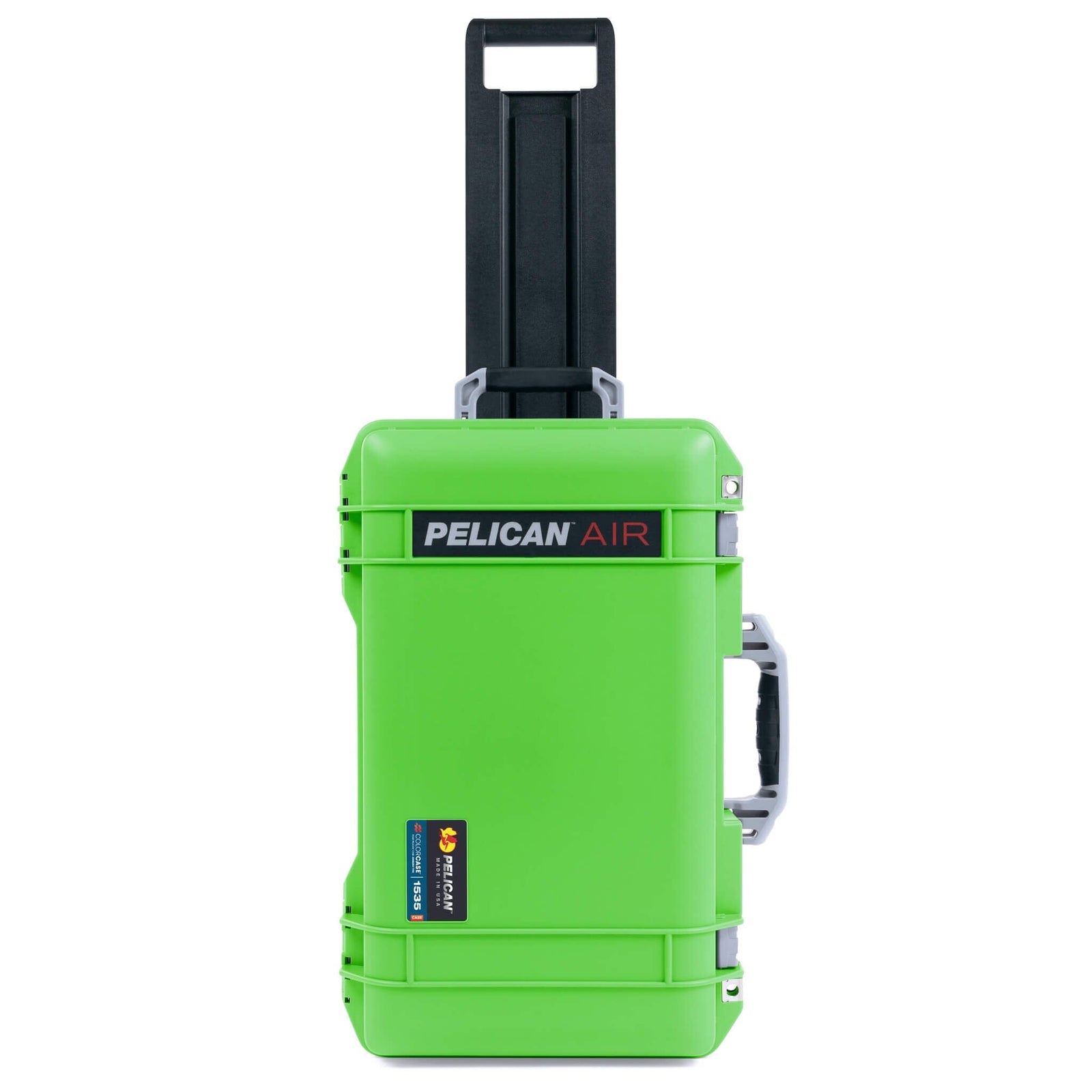 Pelican 1535 Air Case, Lime Green with Silver Handles & Push-Button Latches ColorCase