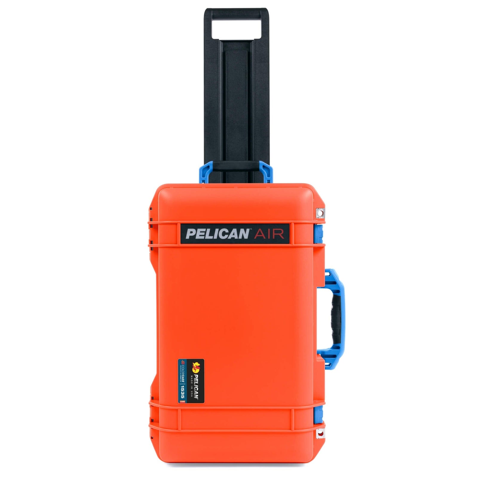 Pelican 1535 Air Case, Orange with Blue Handles, Latches & Trolley ColorCase