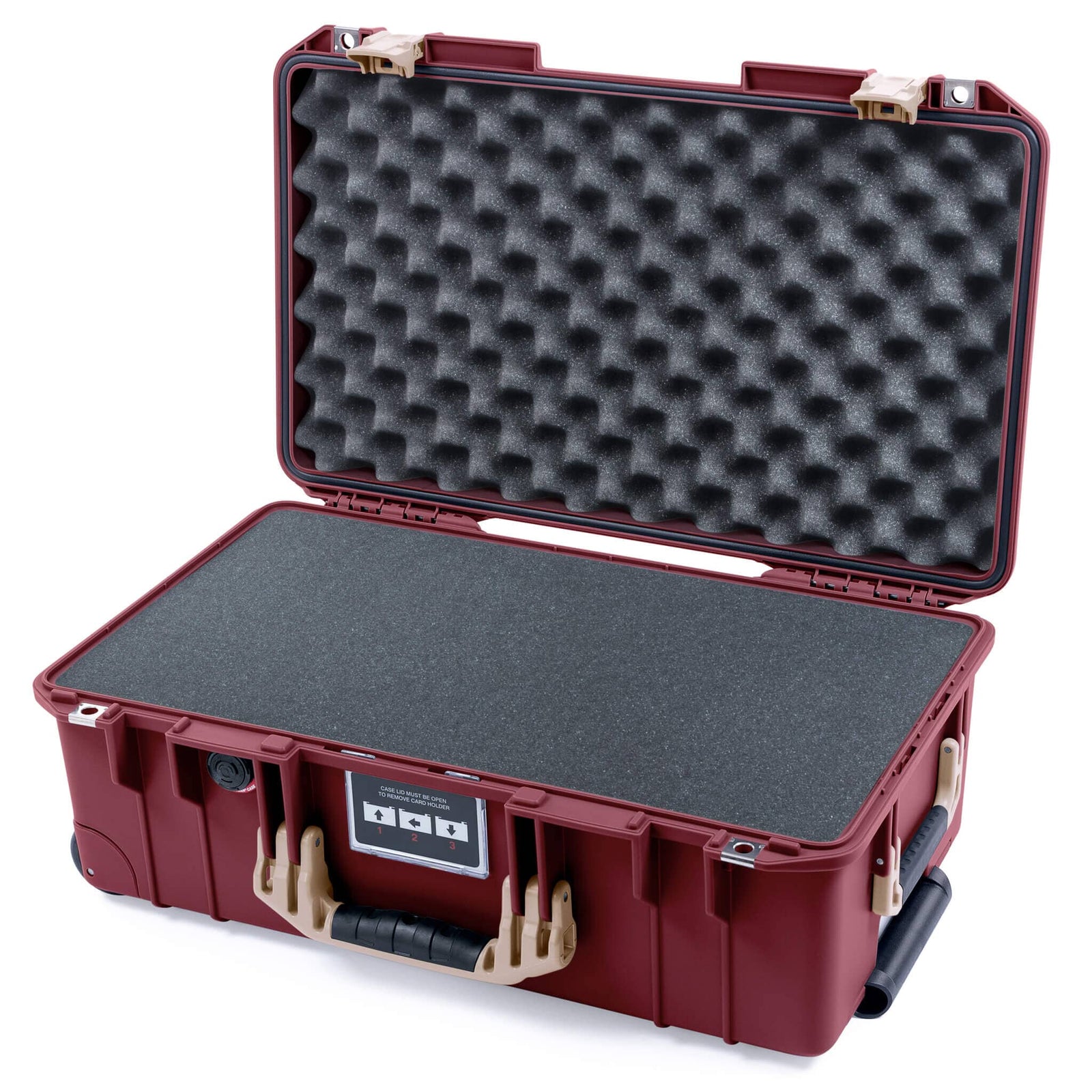 Pelican 1535 Air Case, Oxblood with Desert Tan Handles & Latches Pick & Pluck Foam with Convoluted Lid Foam ColorCase 015350-0001-510-311