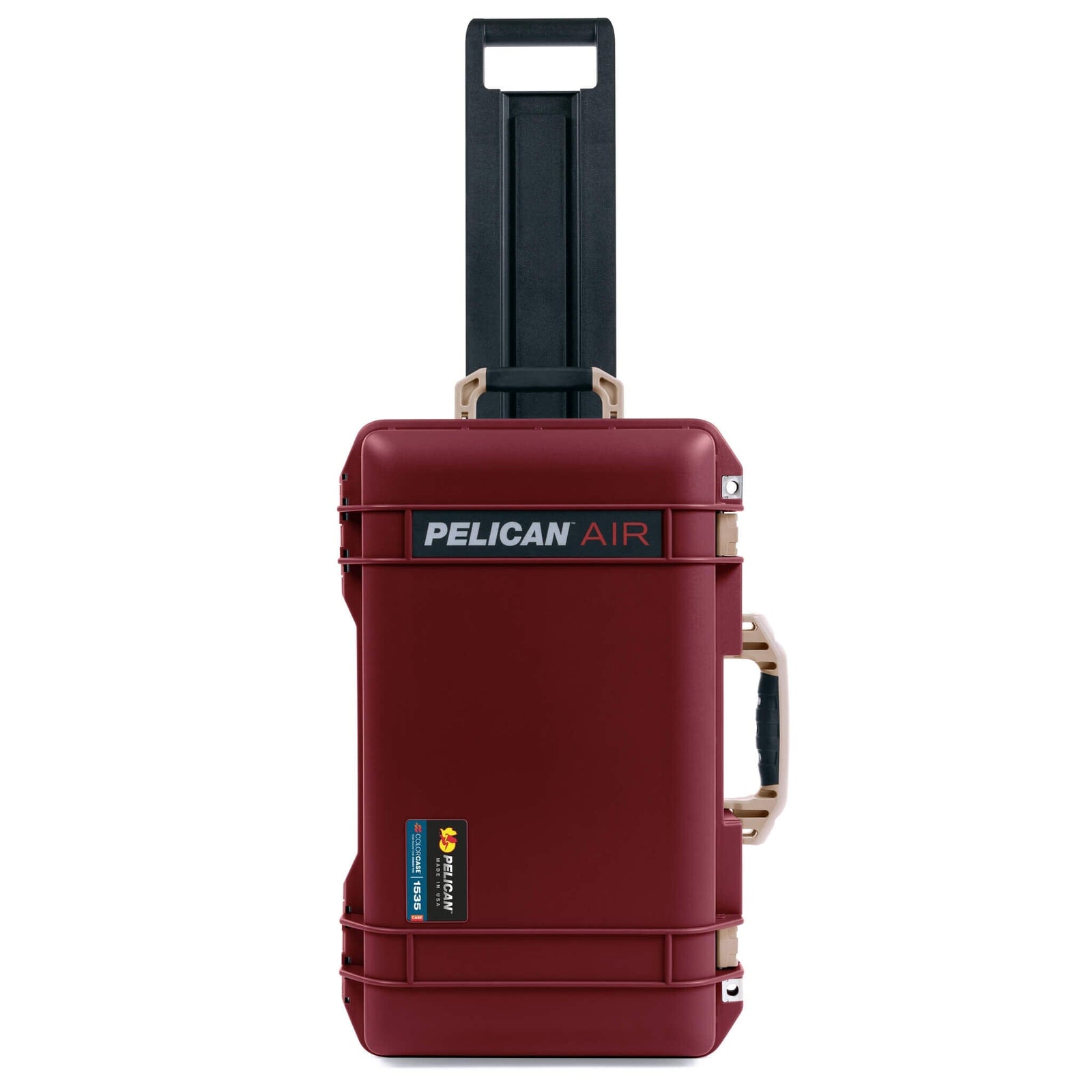 Pelican 1535 Air Case, Oxblood with Desert Tan Handles, Latches & Trolley ColorCase