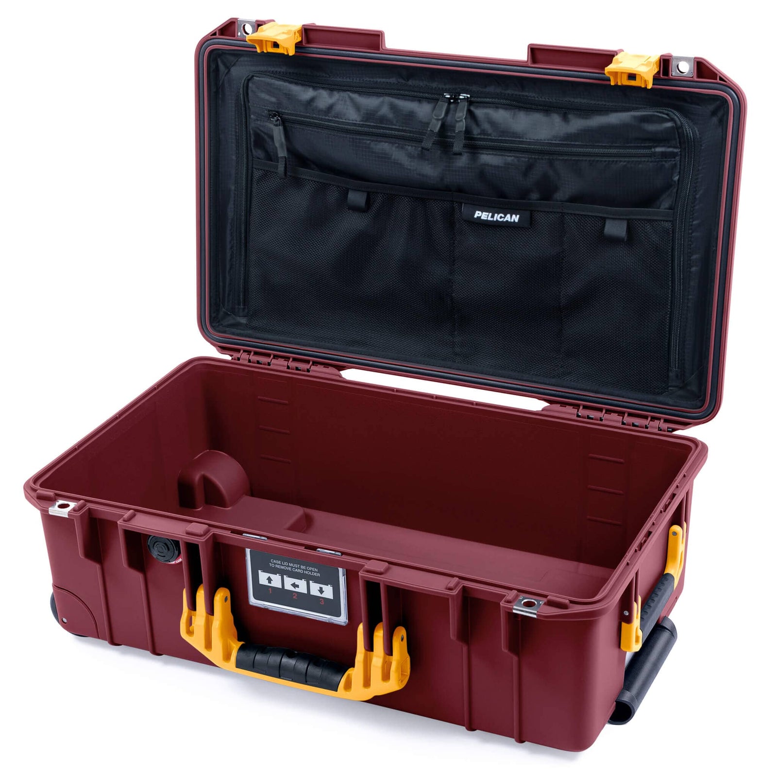Pelican 1535 Air Case, Oxblood with Yellow Handles & Latches TRVL Combo-Pouch Lid Organizer Only ColorCase 015350-0300-510-241