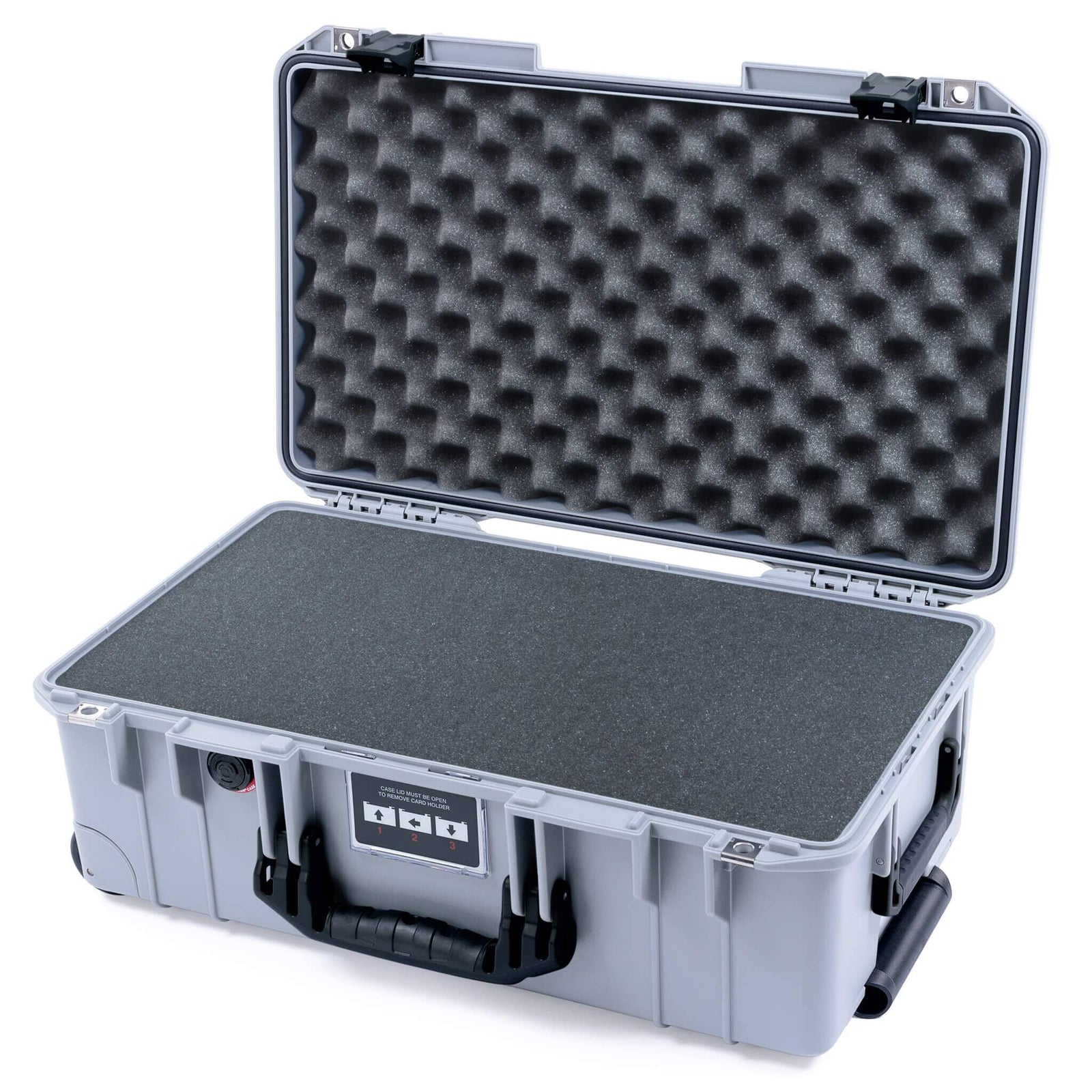 Pelican 1535 Air Case, Silver with Black Handles & Latches Pick & Pluck Foam with Convoluted Lid Foam ColorCase 015350-0001-180-111