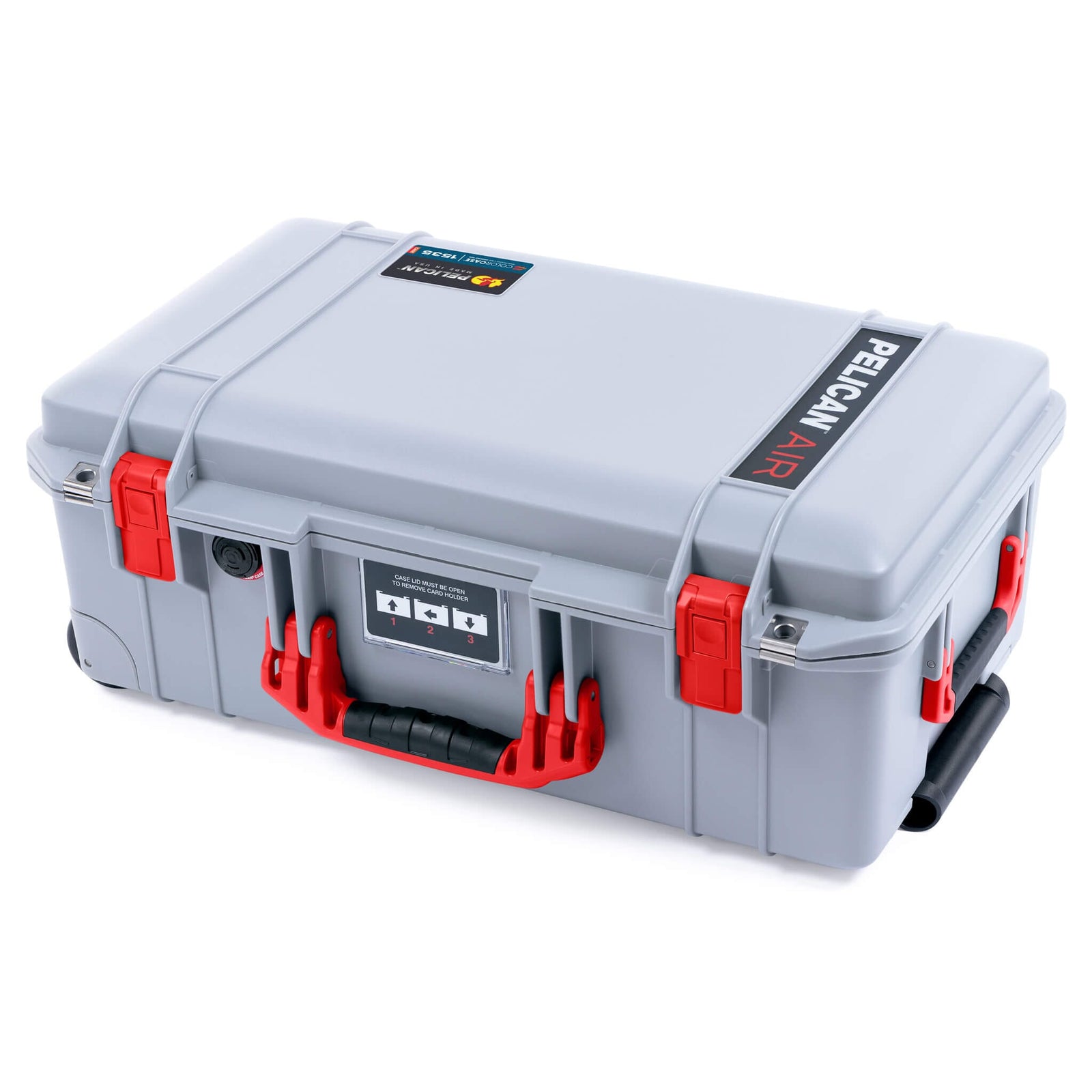 Pelican 1535 Air Case, Silver with Red Handles & Latches ColorCase