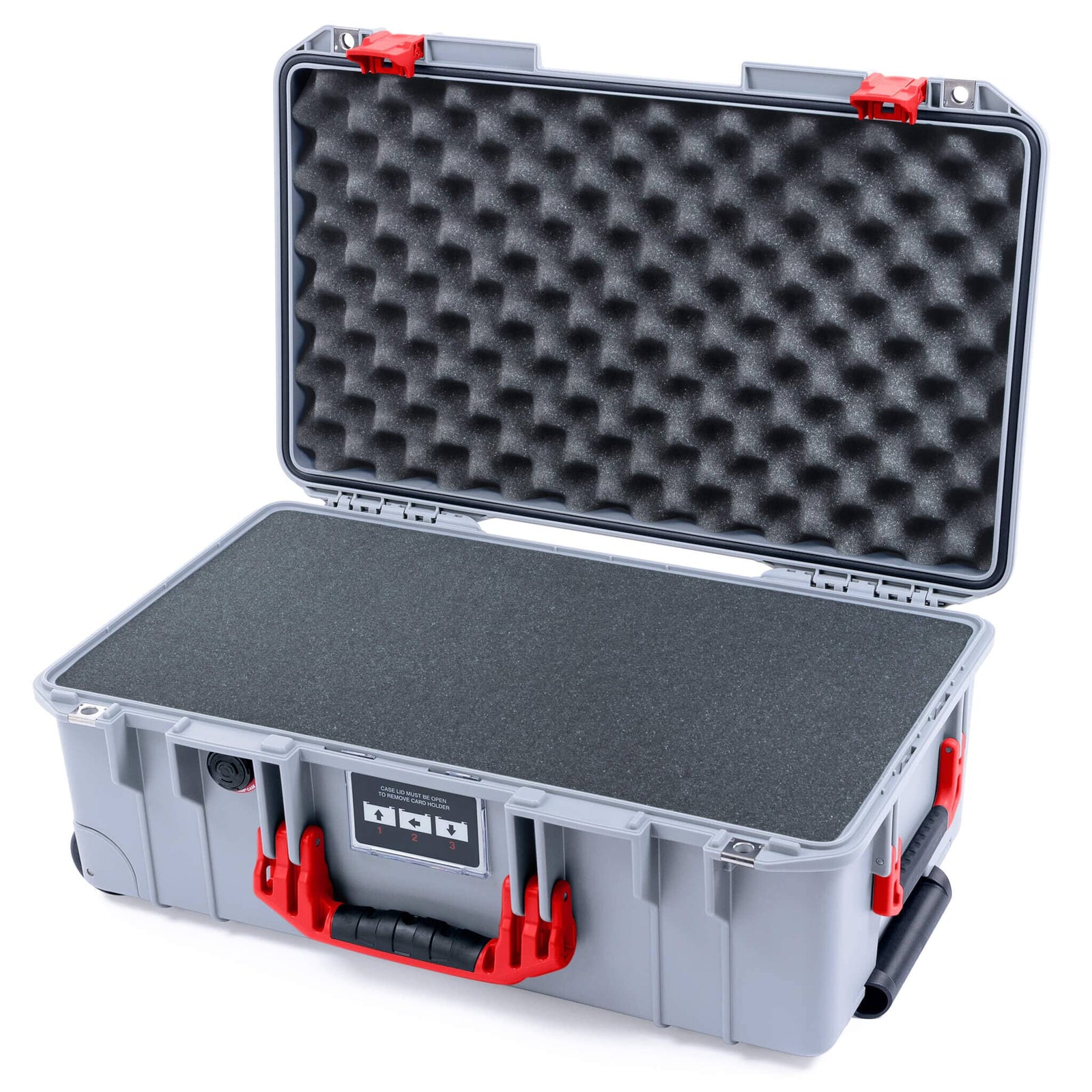 Pelican 1535 Air Case, Silver with Red Handles & Latches Pick & Pluck Foam with Convoluted Lid Foam ColorCase 015350-0001-180-321